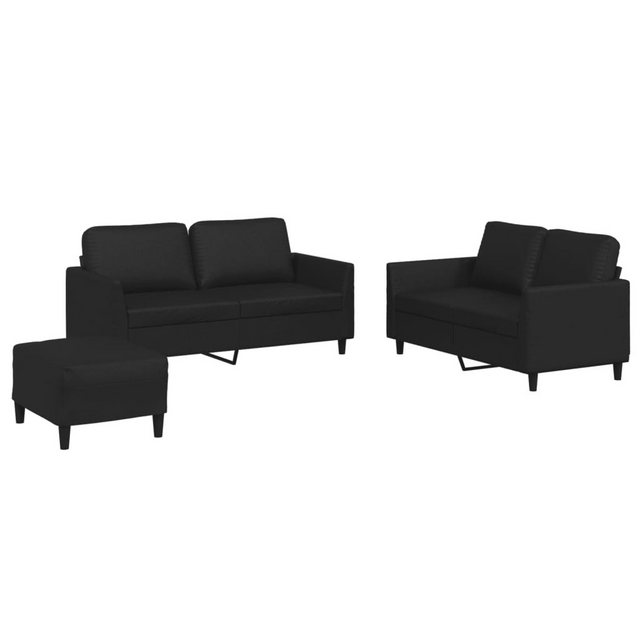 vidaXL Sofa 3-tlg. Sofagarnitur mit Kissen Schwarz Kunstleder günstig online kaufen