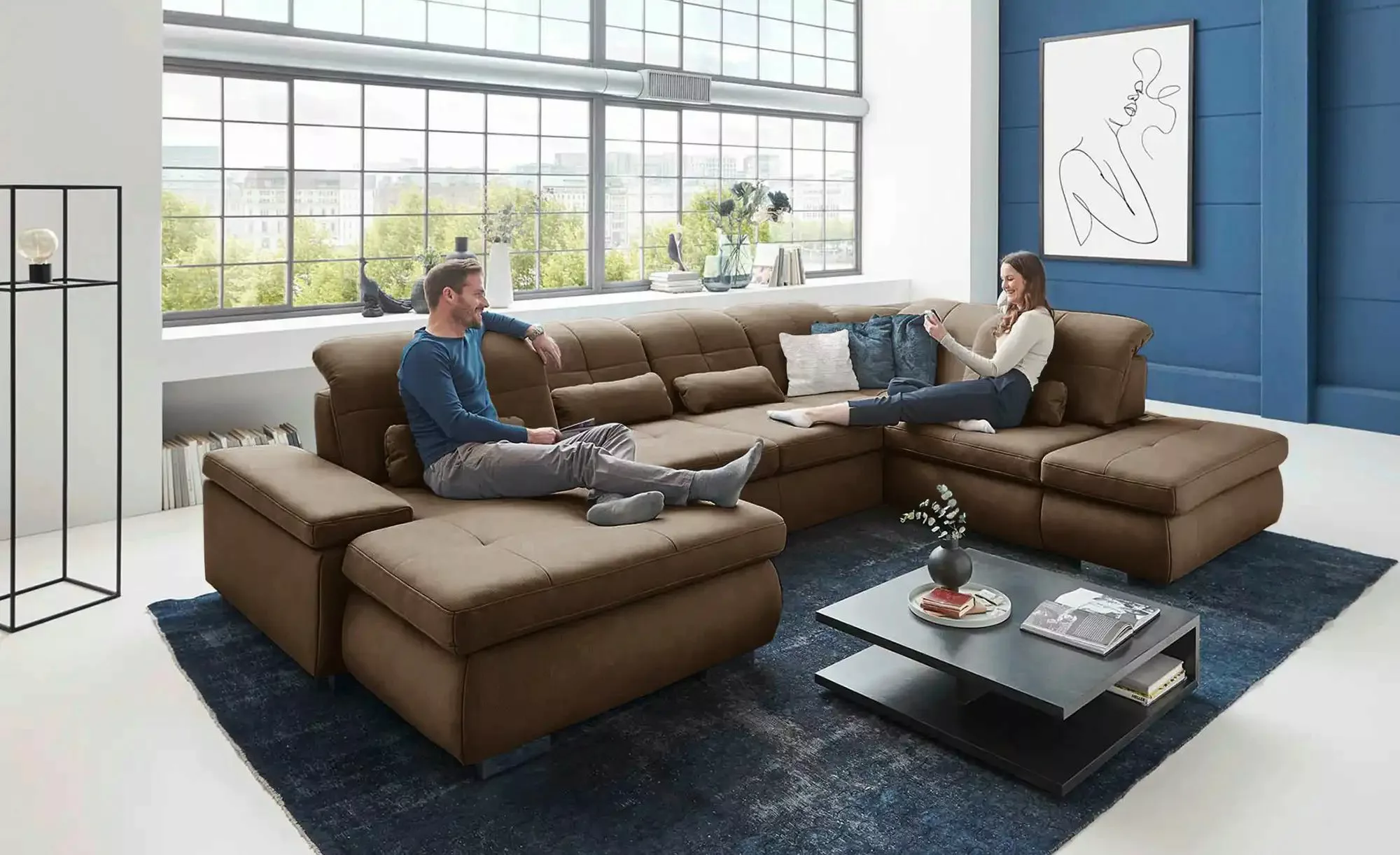 Lounge Collection Wohnlandschaft aus Mikrofaser Affair ¦ braun ¦ Maße (cm): günstig online kaufen