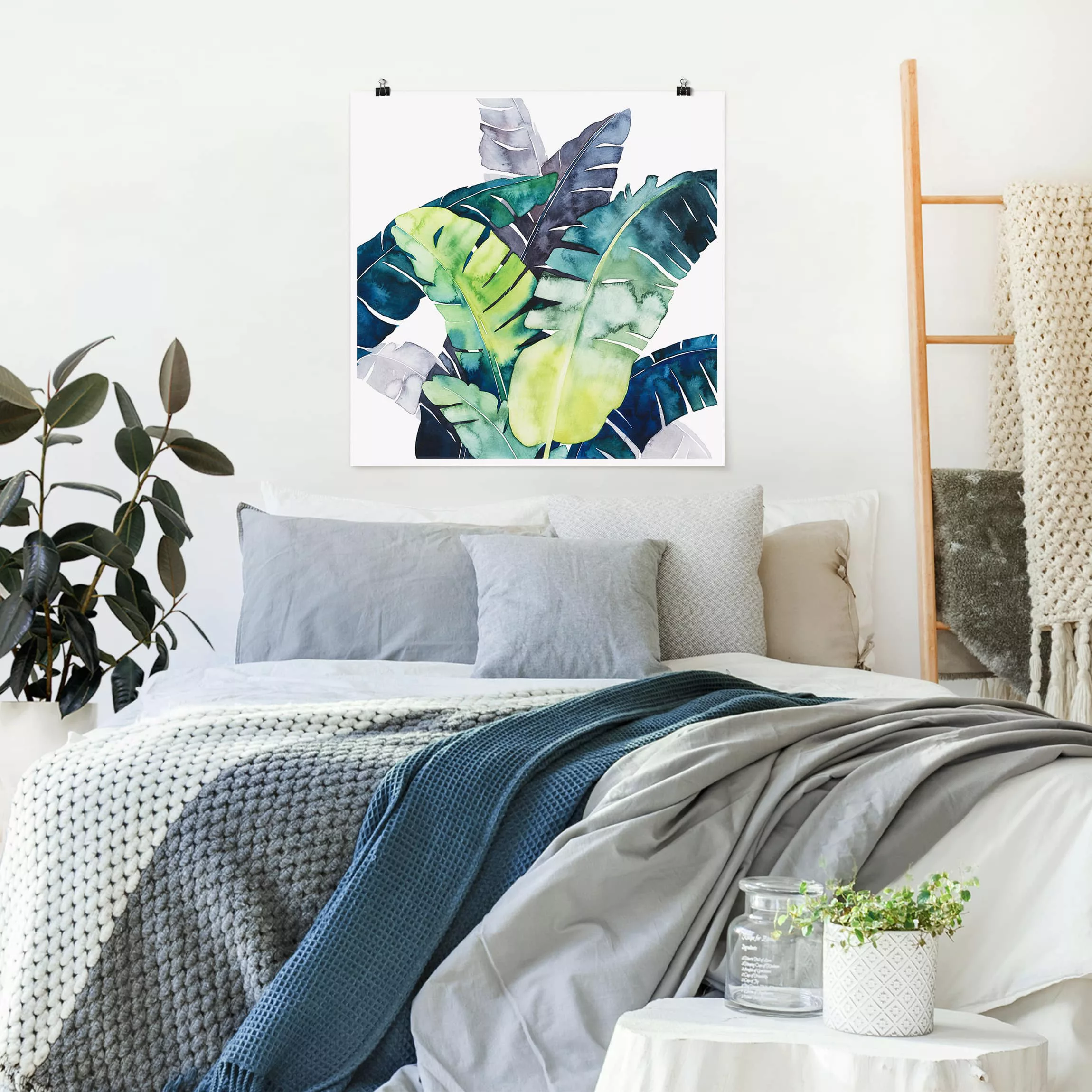 Poster Blumen - Quadrat Exotisches Blattwerk - Banane günstig online kaufen