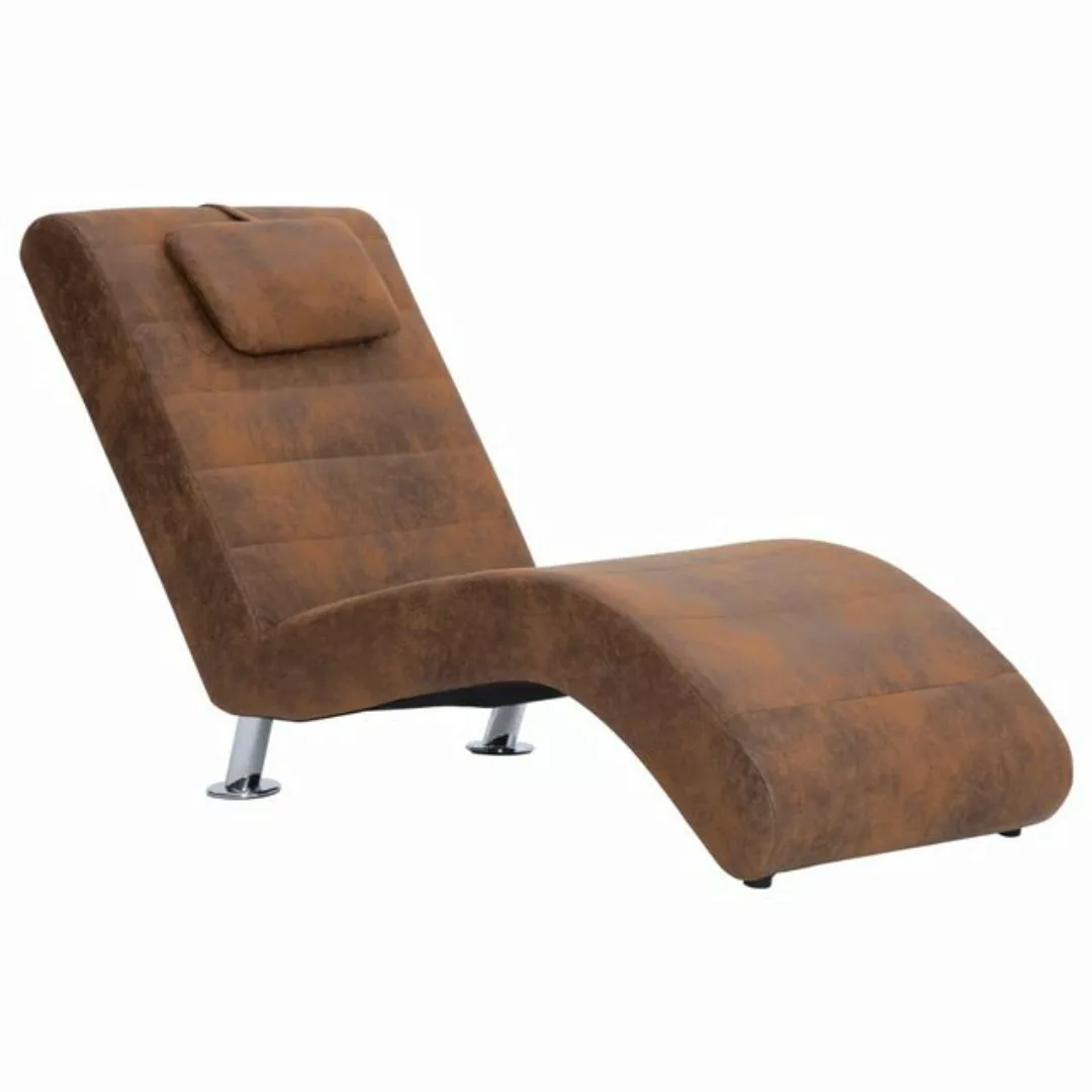 Chaiselongue Mit Kissen Braun Wildleder-optik günstig online kaufen