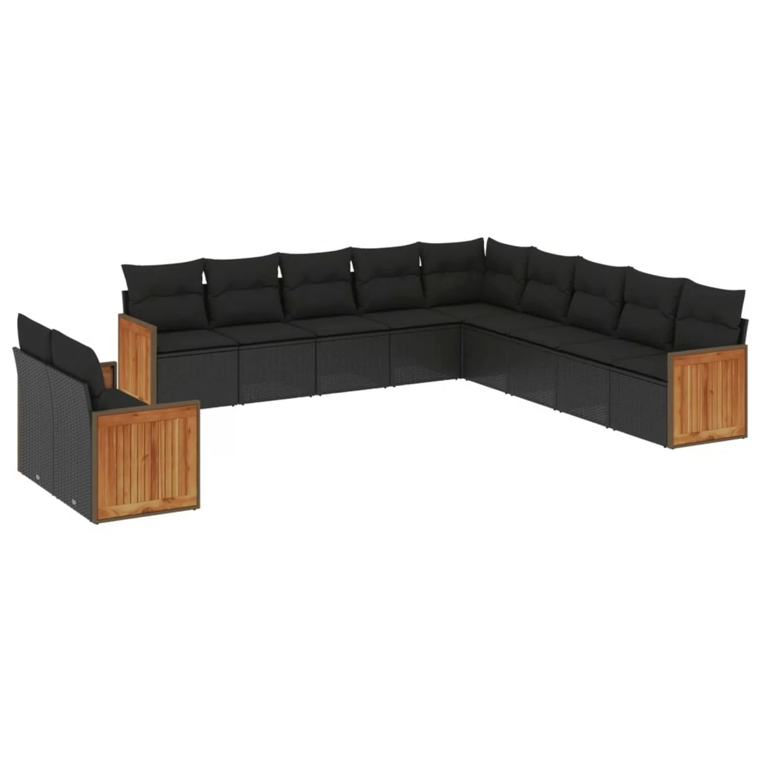 vidaXL 11-tlg Garten-Sofagarnitur mit Kissen Schwarz Poly Rattan Modell 100 günstig online kaufen