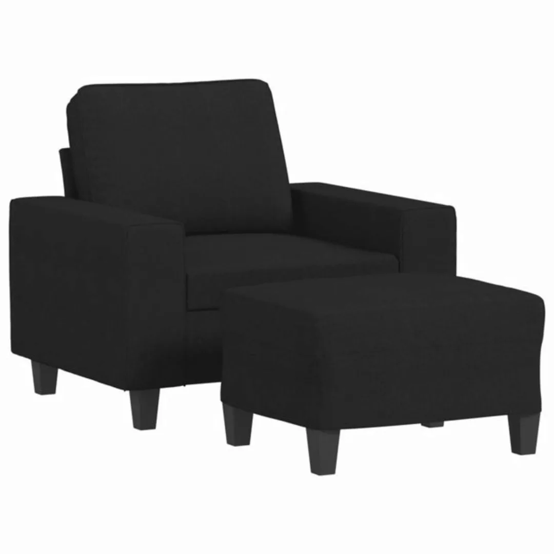 vidaXL Sofa Sessel mit Hocker 60 cm Stoff, Schwarz günstig online kaufen