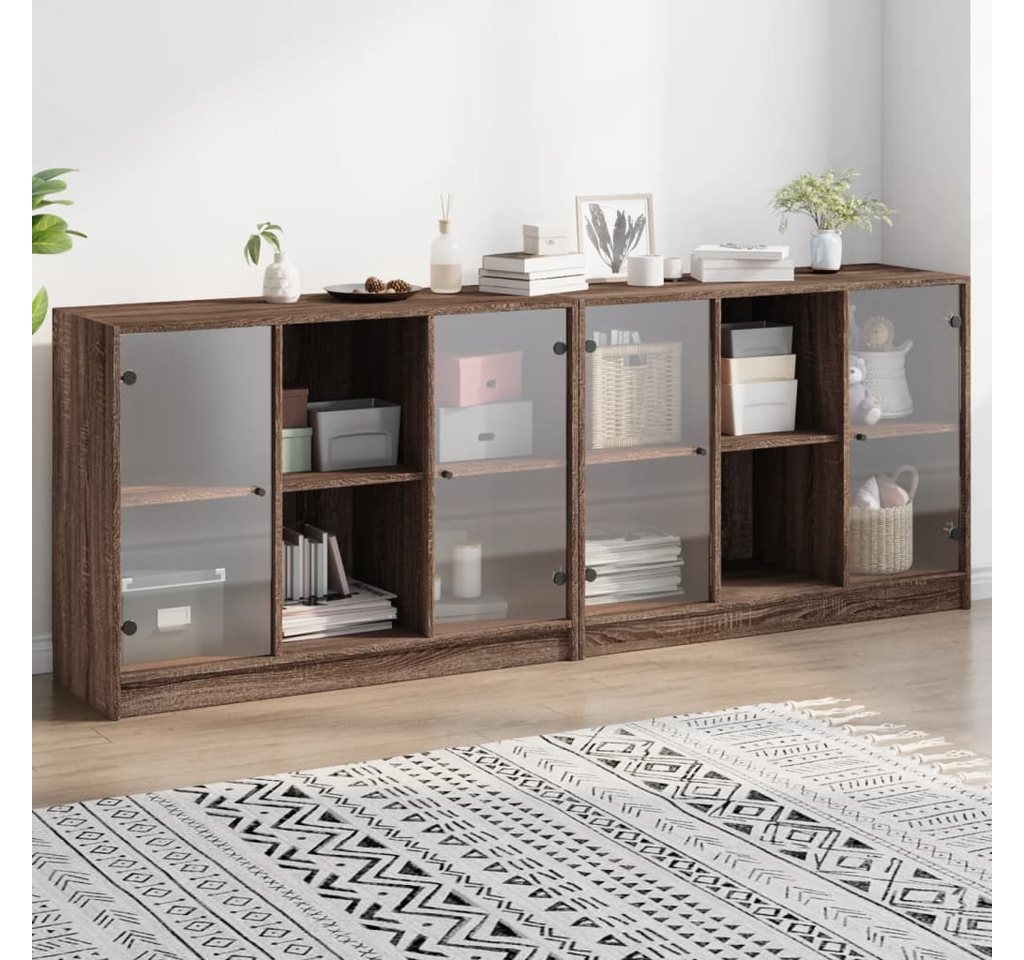 vidaXL Bücherregal Bücherschrank mit Türen Braun Eichen-Optik 204x37x75 cm günstig online kaufen