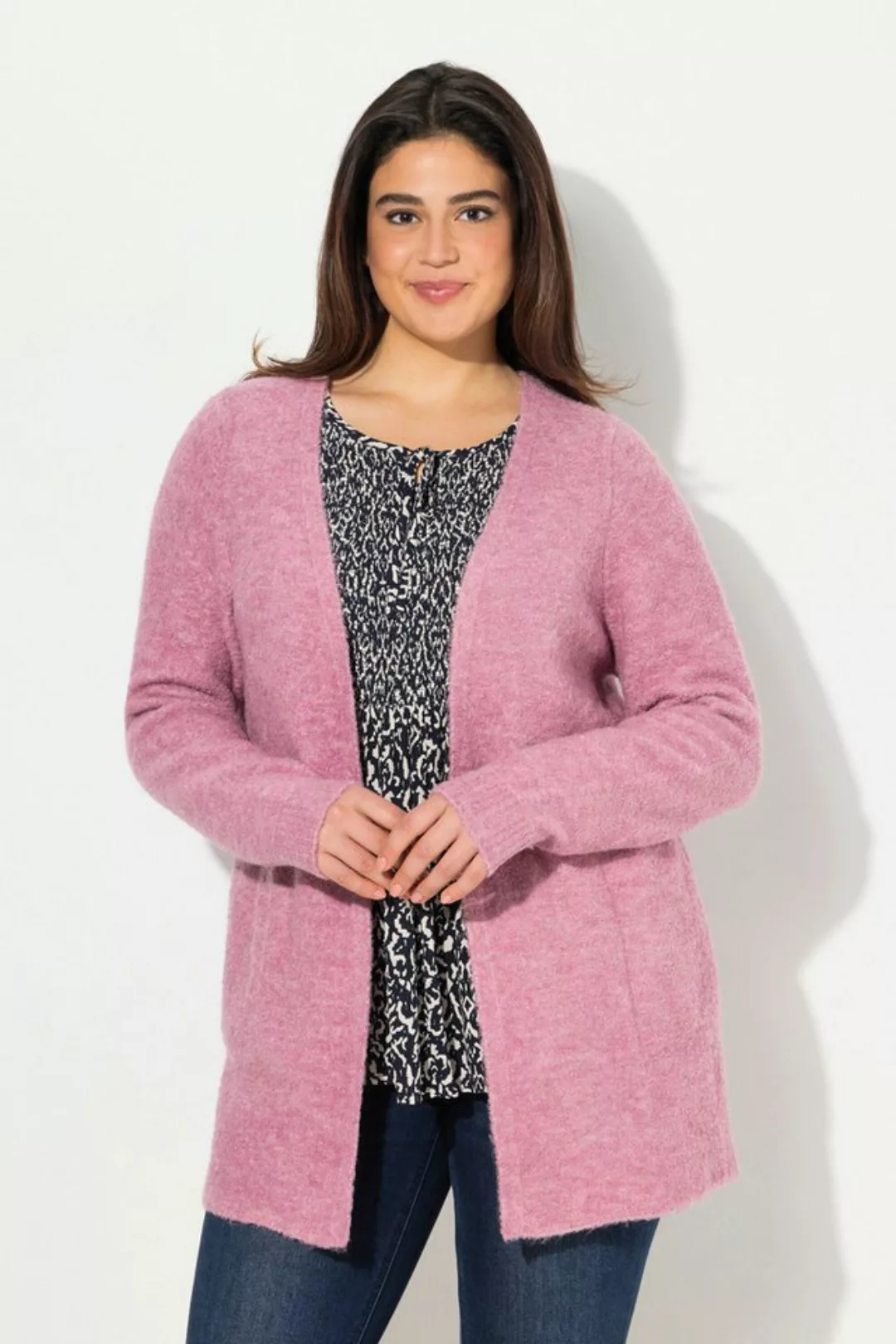 Ulla Popken Strickjacke Strickjacke A-Linie offenes Modell Taschen günstig online kaufen