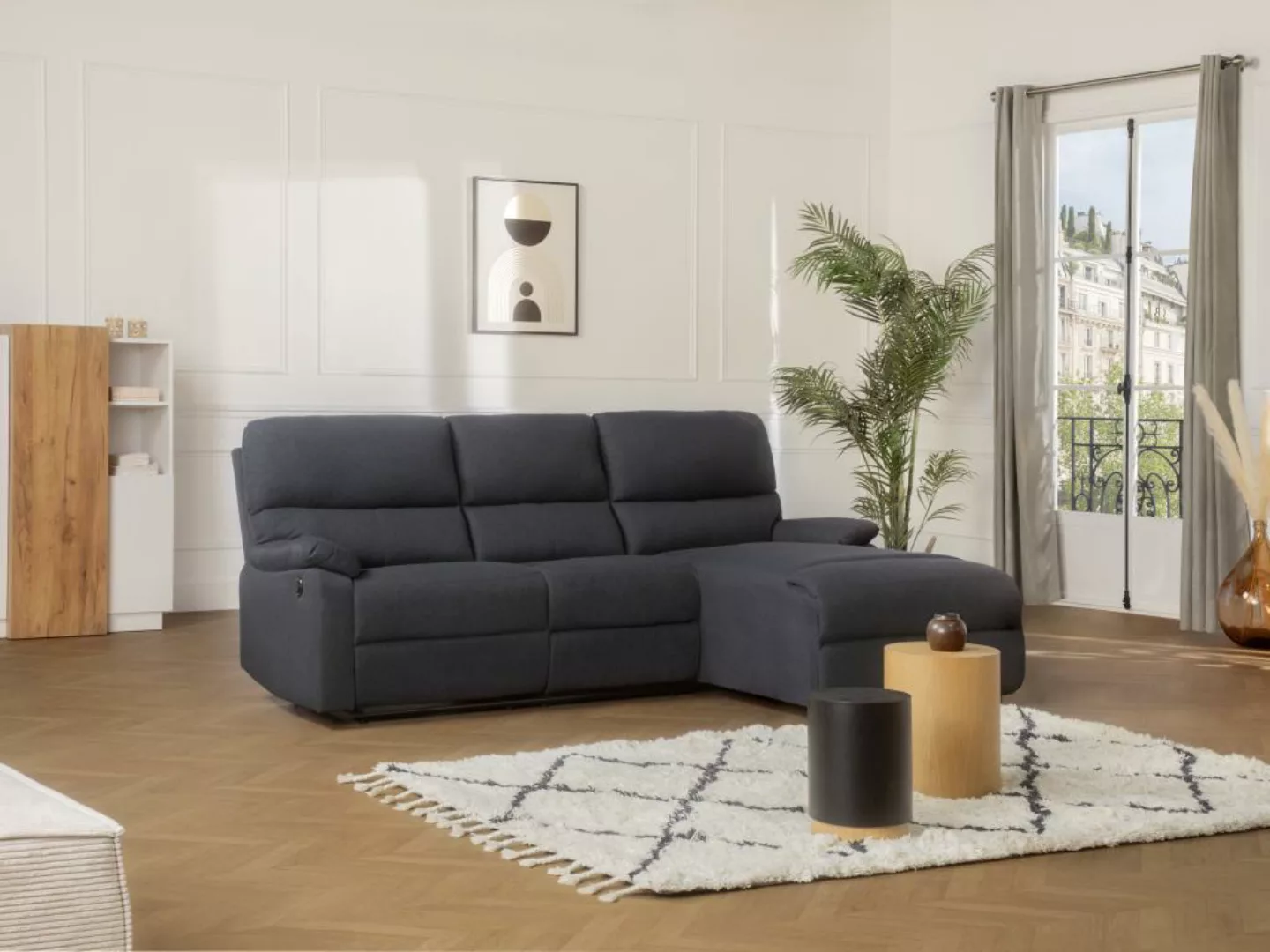 Teppich - 120 x 170 cm - 100% Baumwolle - Beige & Schwarz - MARCUS günstig online kaufen