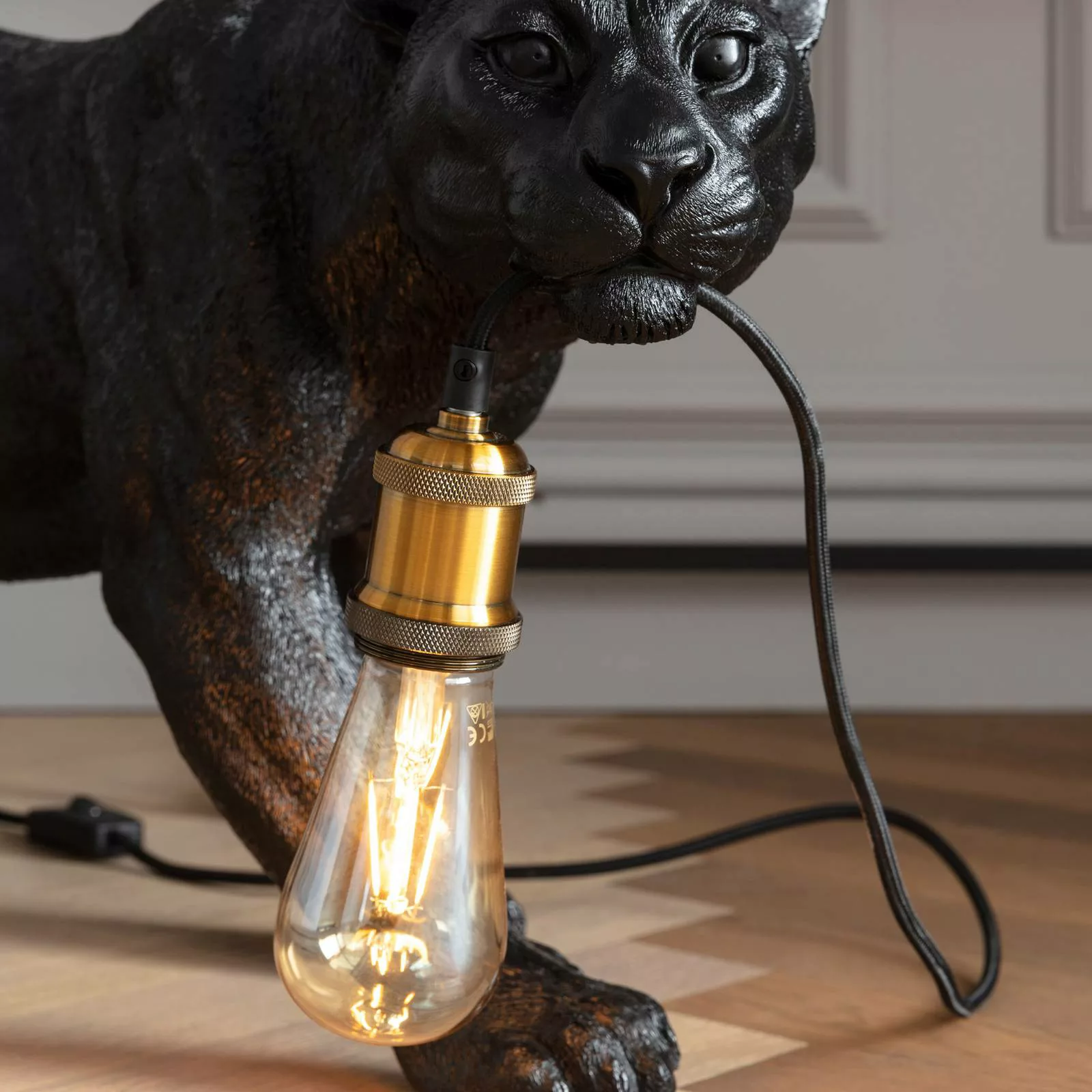 KARE Animal Bagheera Tischlampe schwarzer Panther günstig online kaufen