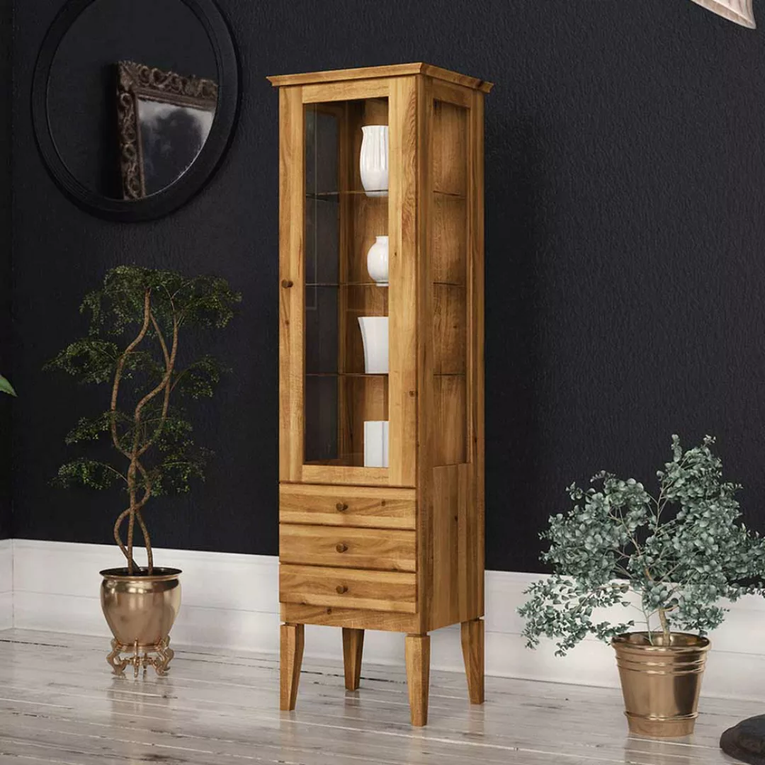 Vitrine aus Wildeiche Massivholz 50 cm breit günstig online kaufen