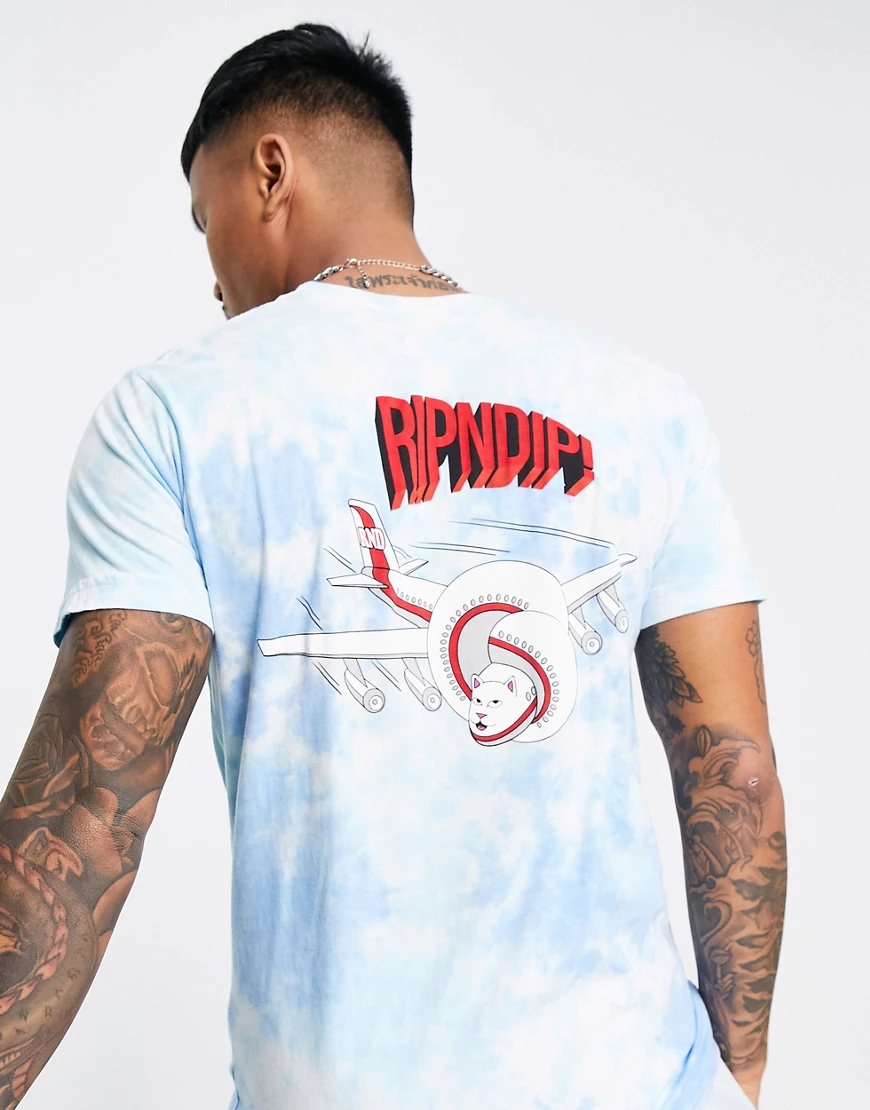 RIPNDIP – Flying High – T-Shirt mit Batikmuster in Blau günstig online kaufen