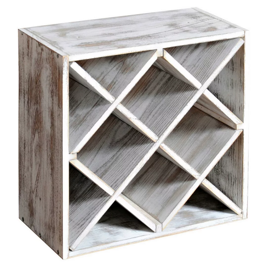 Kesper Weinregal stapelbar weiß Holz B/H/L: ca. 50x25x20 cm günstig online kaufen