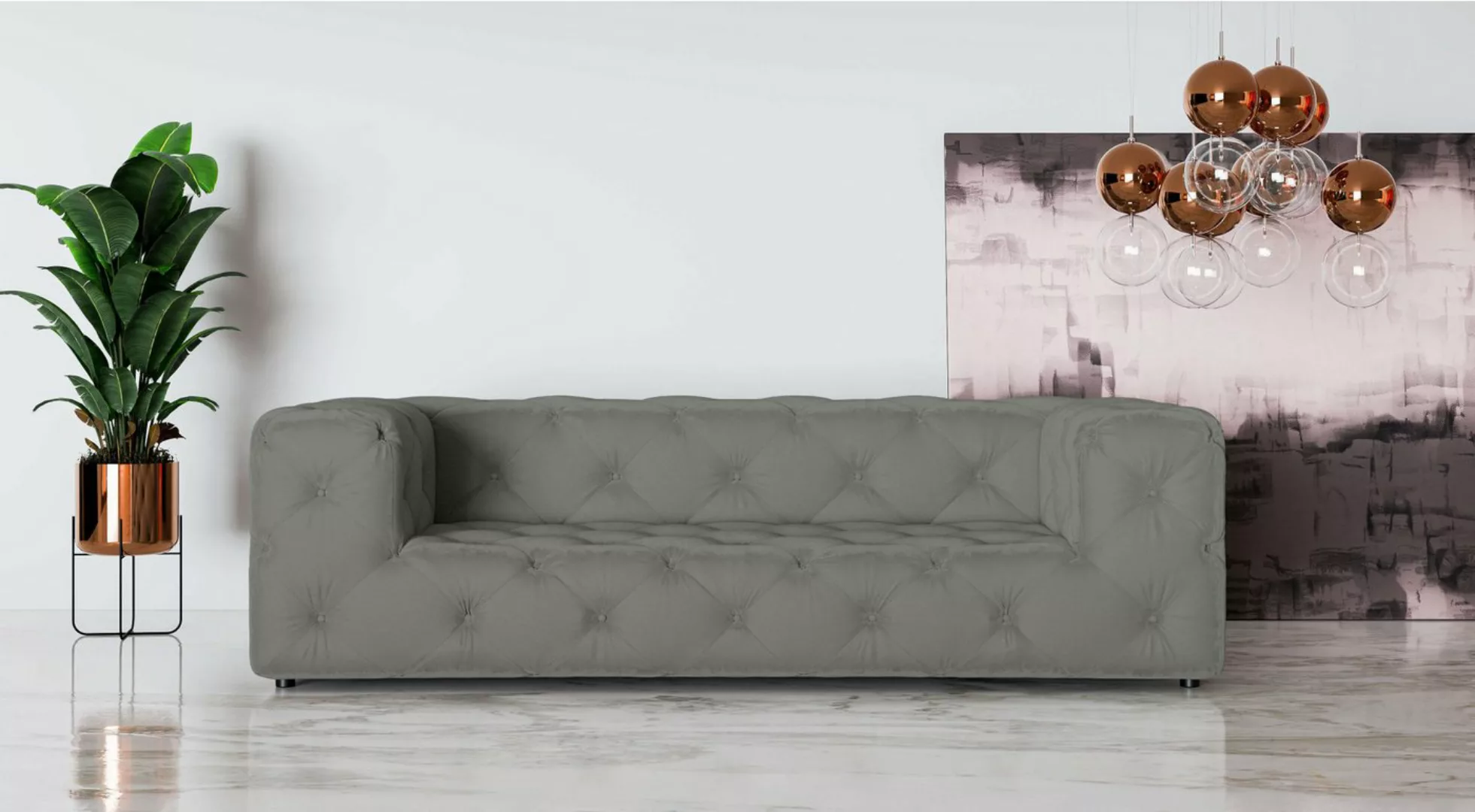 Places of Style 3-Sitzer FOLLINA, 3-Sitzer Sofa mit klassischer Chesterfiel günstig online kaufen