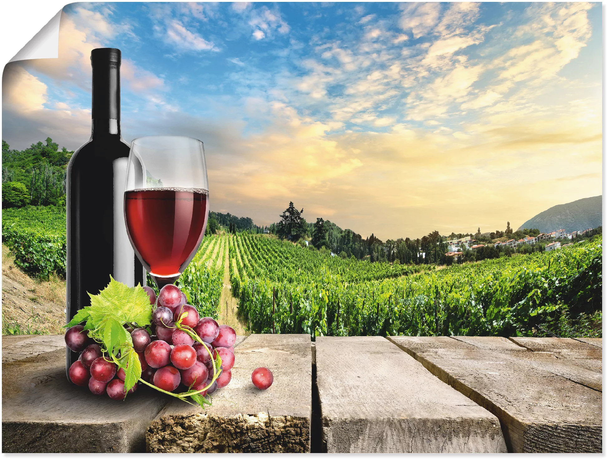 Artland Wandbild »Wein vor Weinbergen«, Berge, (1 St.), als Alubild, Outdoo günstig online kaufen