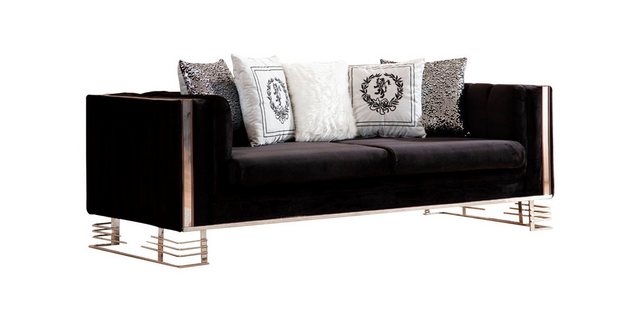 Xlmoebel 3-Sitzer Neue schwarze Designer 3-Sitzer Couch mit Metallrahmen fü günstig online kaufen