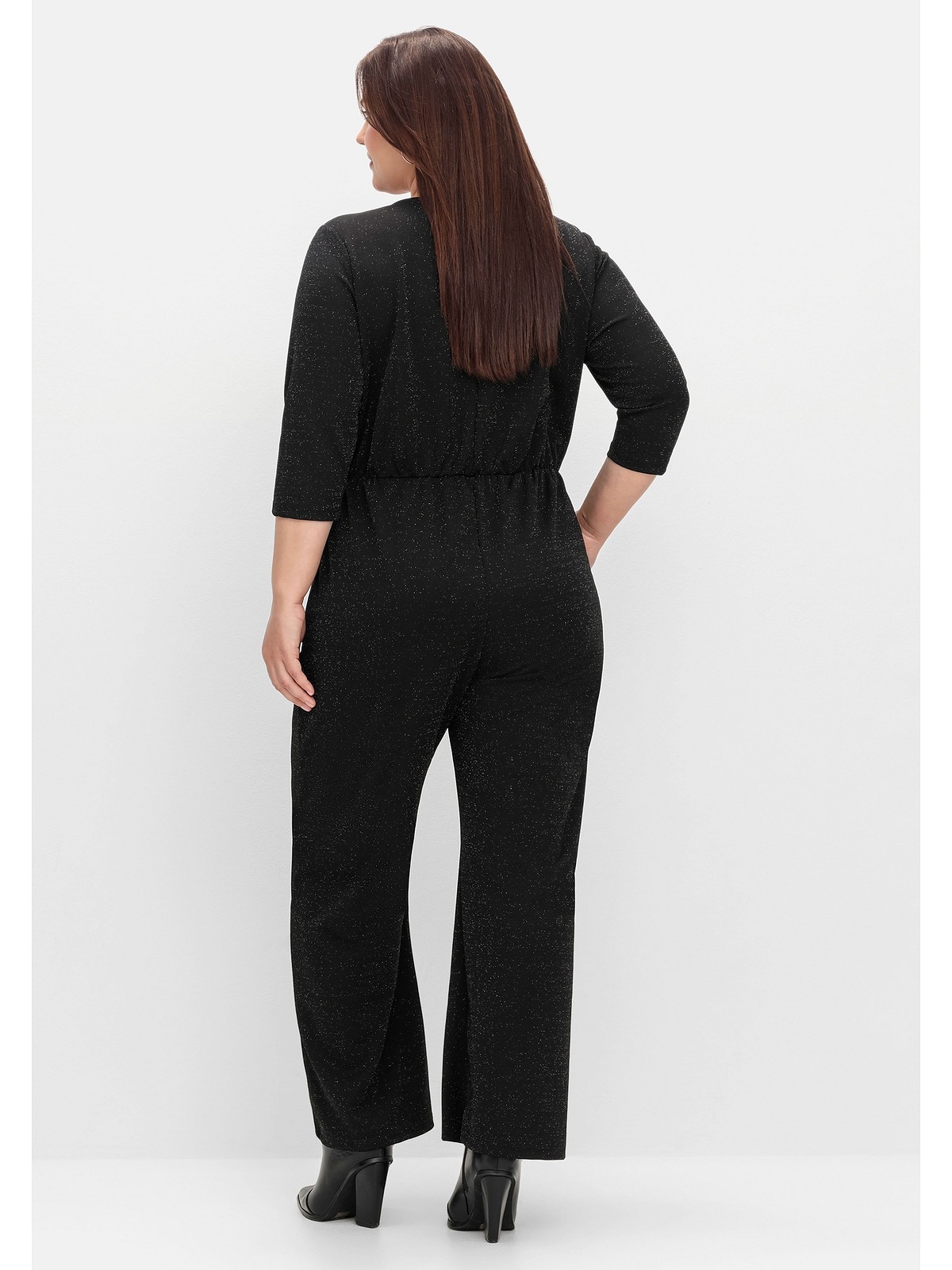 Sheego Jumpsuit "Große Größen", in Wickeloptik, mit Glitzergarn günstig online kaufen