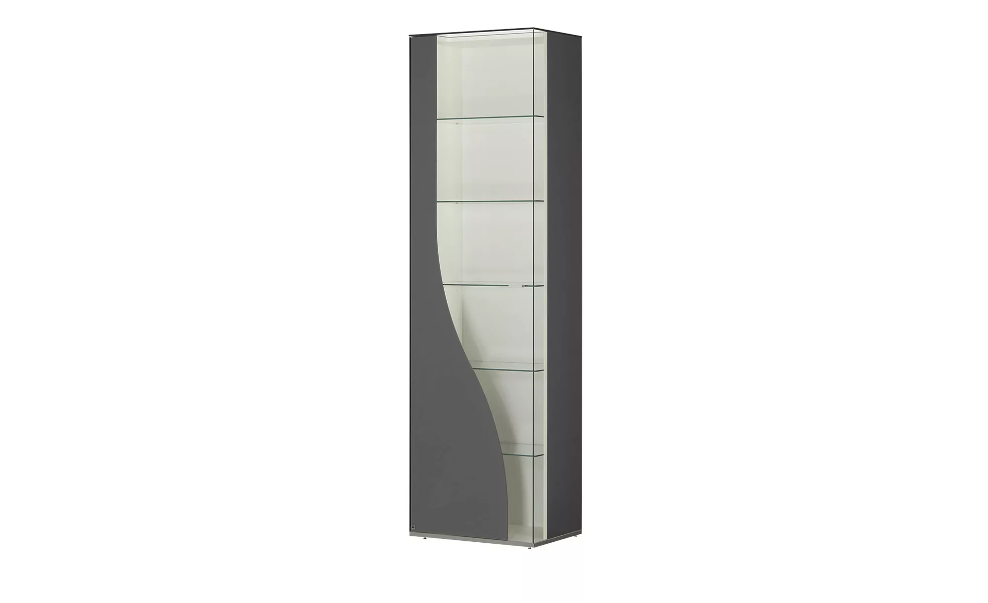 LEONARDO Vitrine  Leo Curve 50 ¦ grau ¦ Maße (cm): B: 61 H: 216 T: 43 Schrä günstig online kaufen