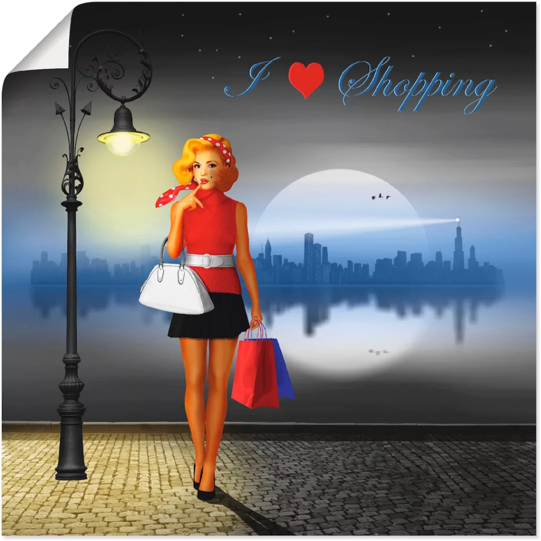 Artland Wandbild "Ich liebe Einkaufen", Mode, (1 St.) günstig online kaufen
