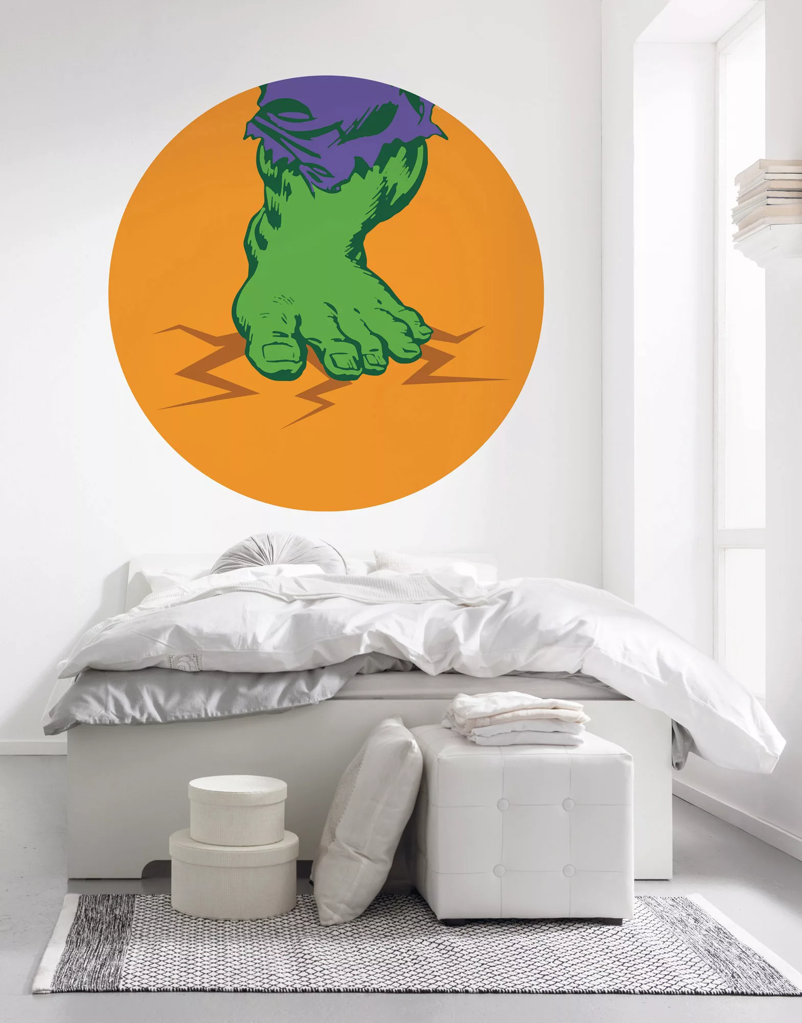 Komar Vliesfototapete Dot Avengers Hulk's Foot Pop Art selbstklebend Ø 125 günstig online kaufen