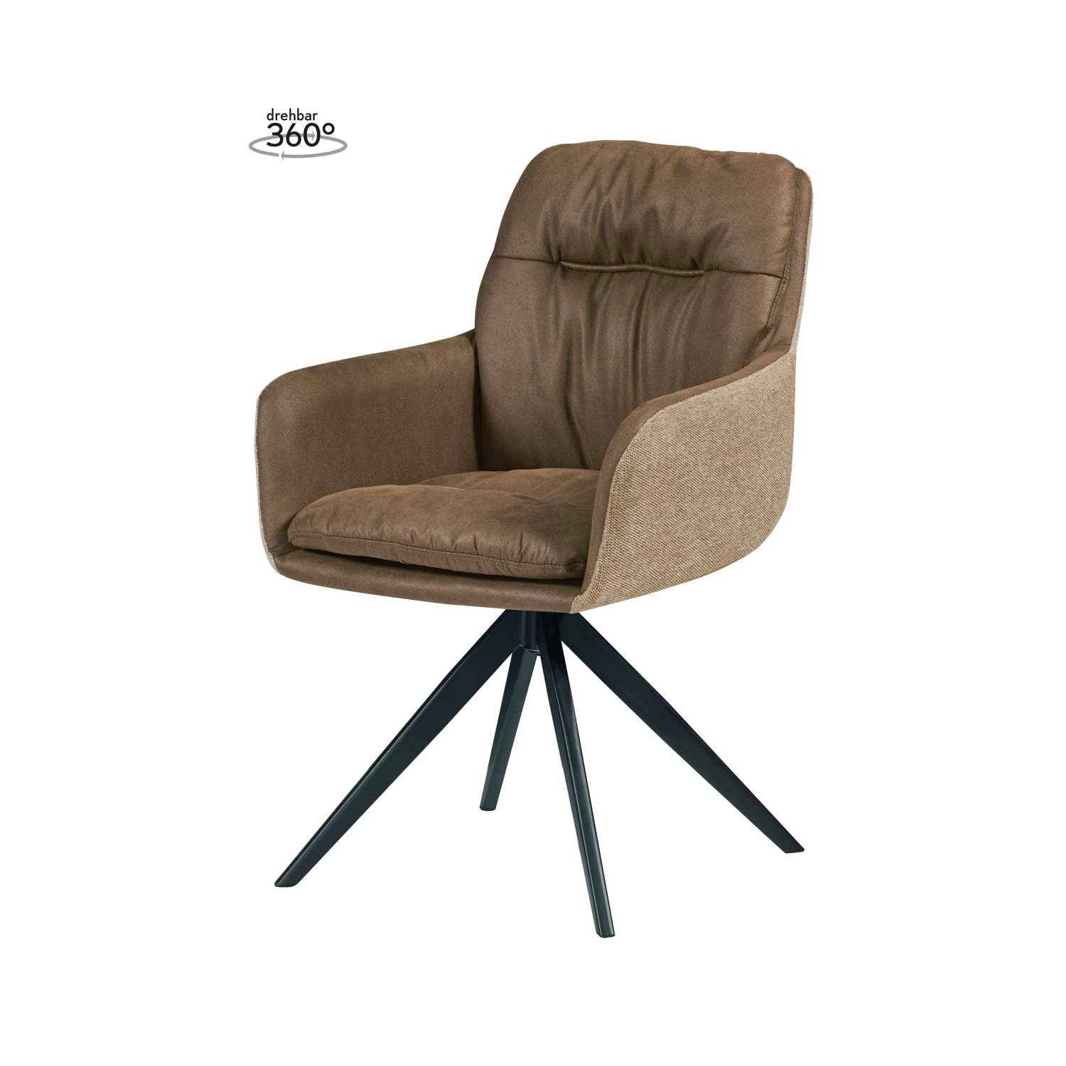 MeGusta Moderner Stuhl Drehstuhl Beige Polsterstuhl Esszimmerstuhl mit Arml günstig online kaufen