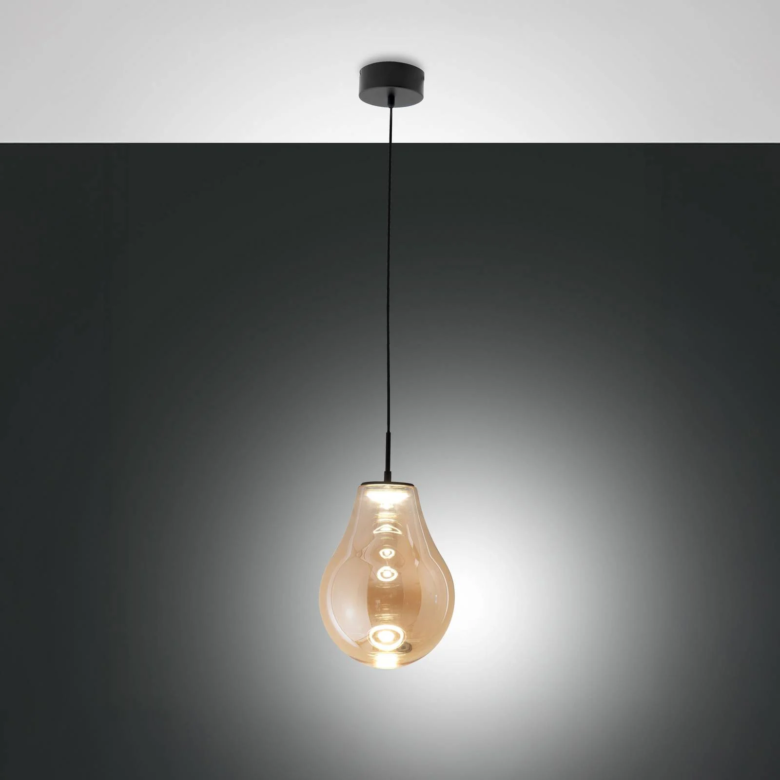 LED-Hängeleuchte Noa, amber, Glas, Ø 25 cm, CCT, dimmbar günstig online kaufen