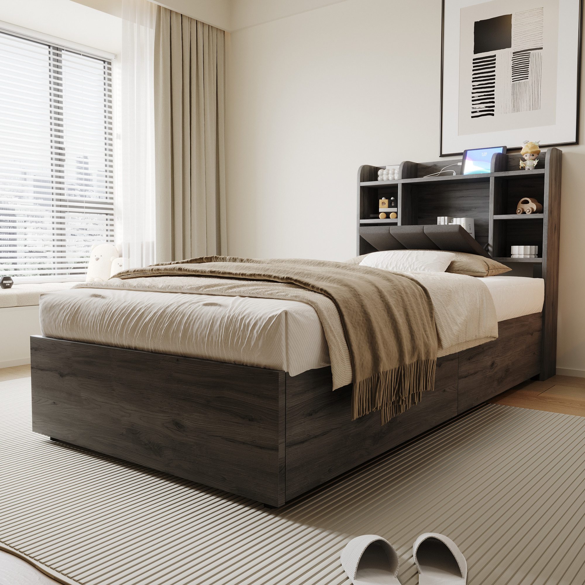 STILVORA Bettgestell 90x200 mit Matratze&kopfteil,Holzbett mit günstig online kaufen
