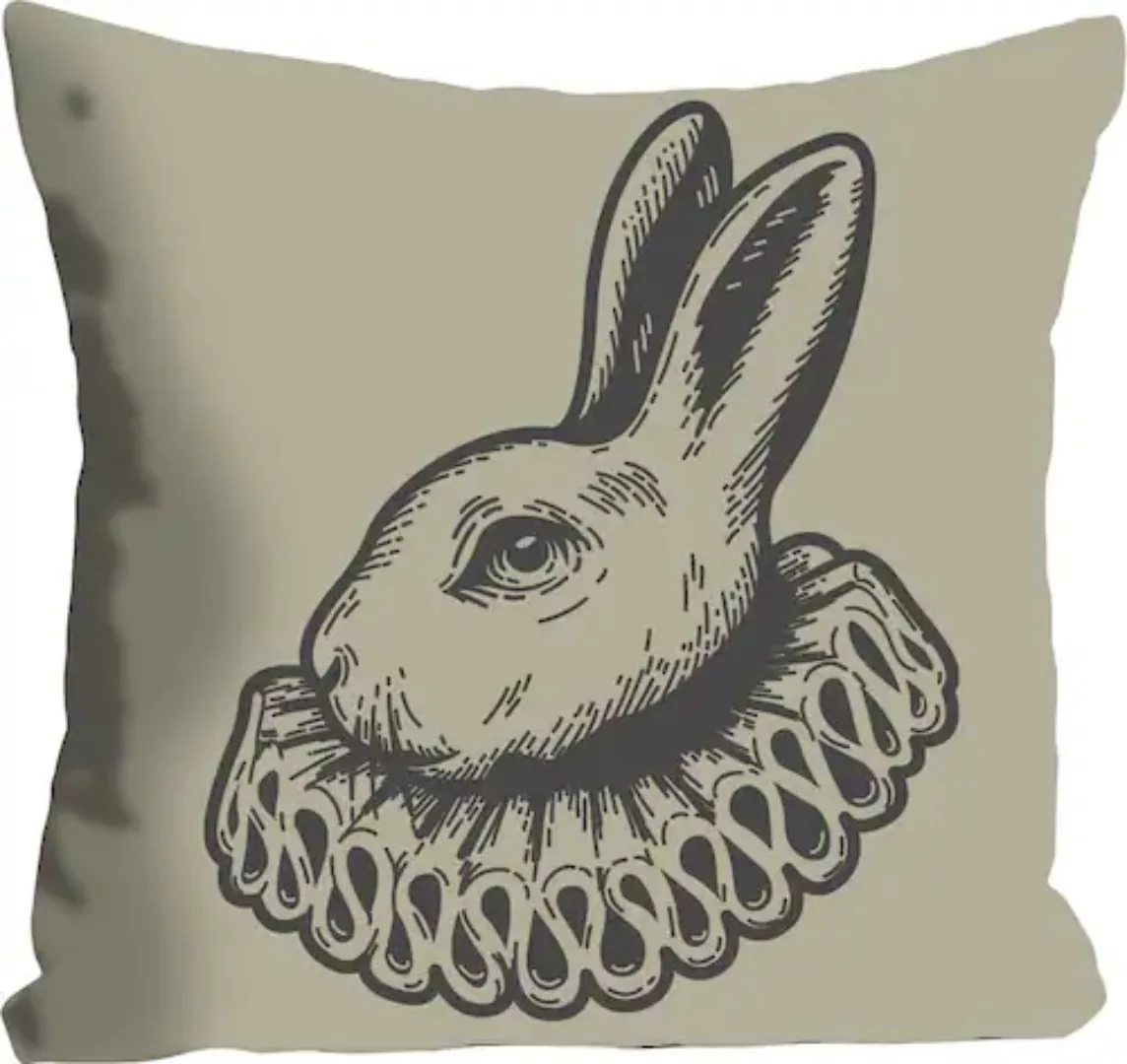 queence Dekokissen »Olan«, mit einem Hasen mit Rüschen, Kissenhülle ohne Fü günstig online kaufen