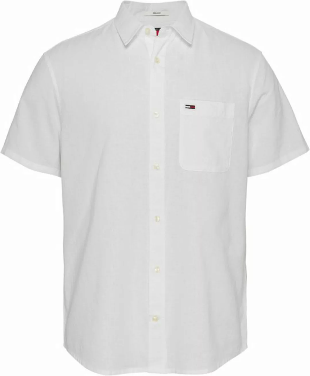 Tommy Jeans Kurzarmhemd TJM REG LINEN BLEND SS SHIRT mit Logostickerei günstig online kaufen