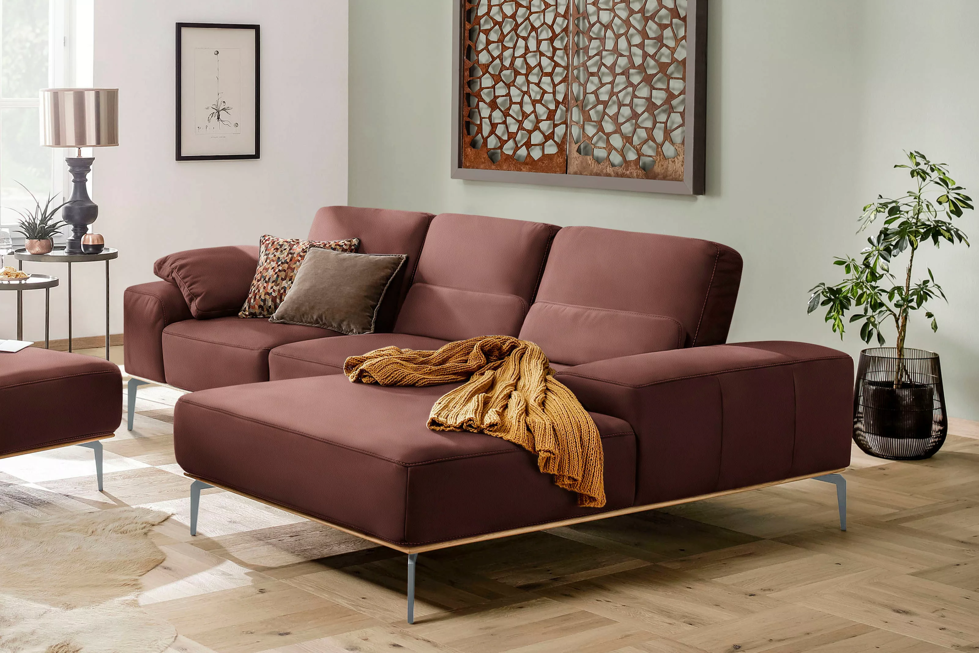 W.SCHILLIG Ecksofa run, mit elegantem Holzsockel, Füße in Silber matt, Brei günstig online kaufen