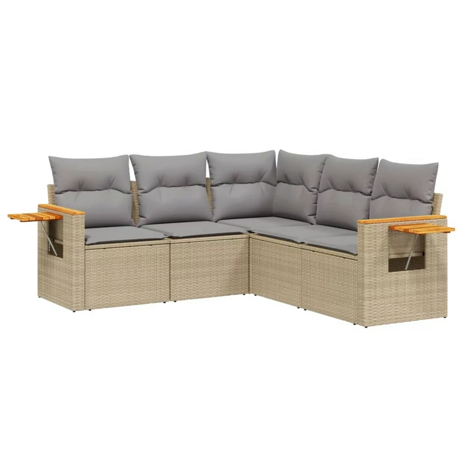 vidaXL 5-tlg Garten-Sofagarnitur mit Kissen Beige Poly Rattan Modell 124 günstig online kaufen