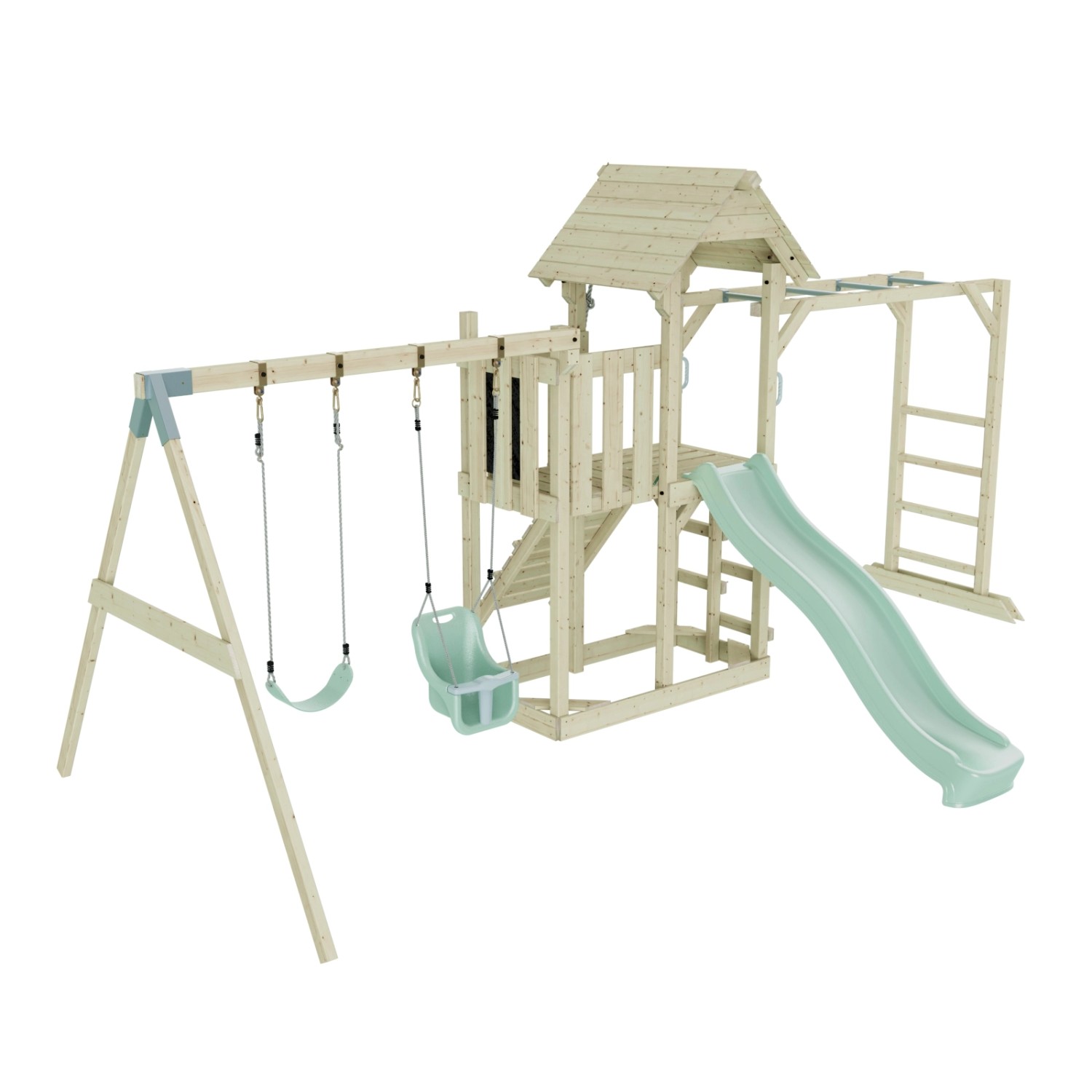 OutdoorToys Spielturm Helsingborg mit Babyschaukel Mintgrün günstig online kaufen