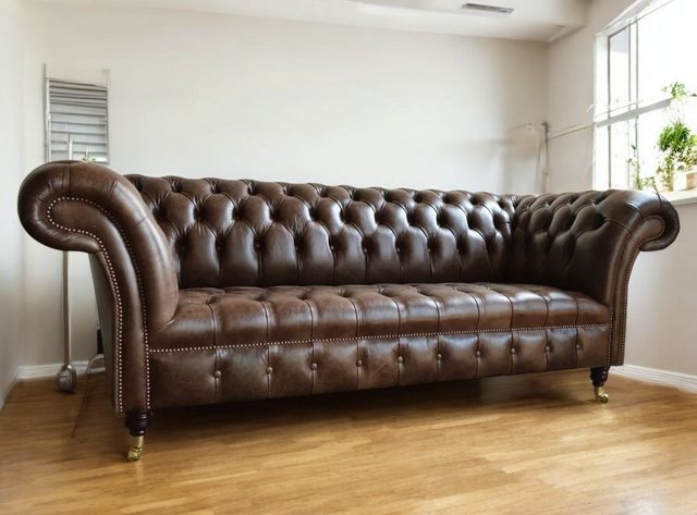 JVmoebel Chesterfield-Sofa Chesterfield Couch Sofas Klassischer Leder 3 Sit günstig online kaufen