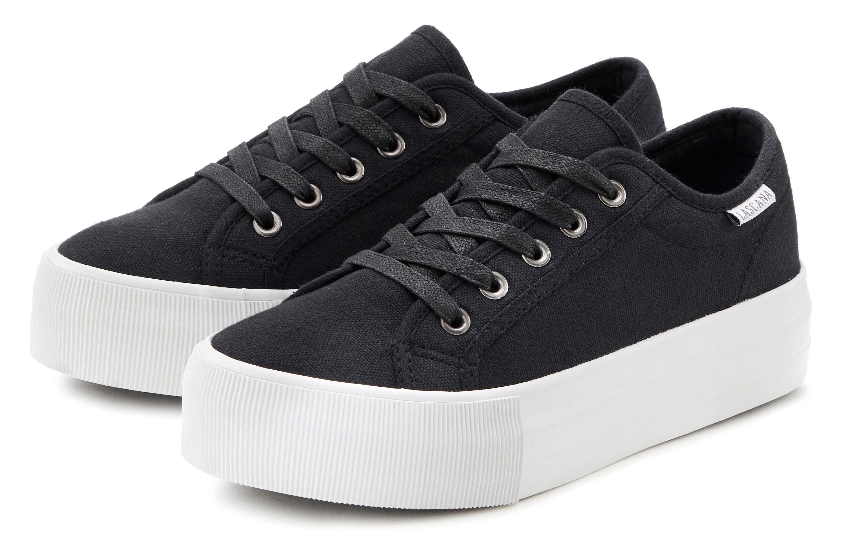 LASCANA Sneaker, Schnürhalbschuh, Freizeitschuh aus Textil mit Plateausohle günstig online kaufen