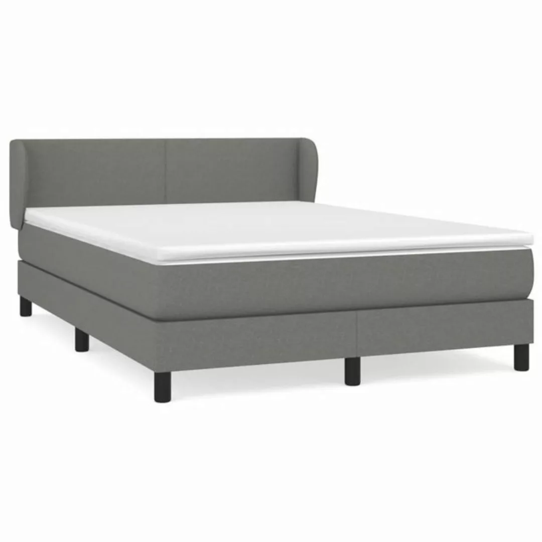 furnicato Bettgestell Boxspringbett mit Matratze Dunkelgrau 140x190 cm Stof günstig online kaufen