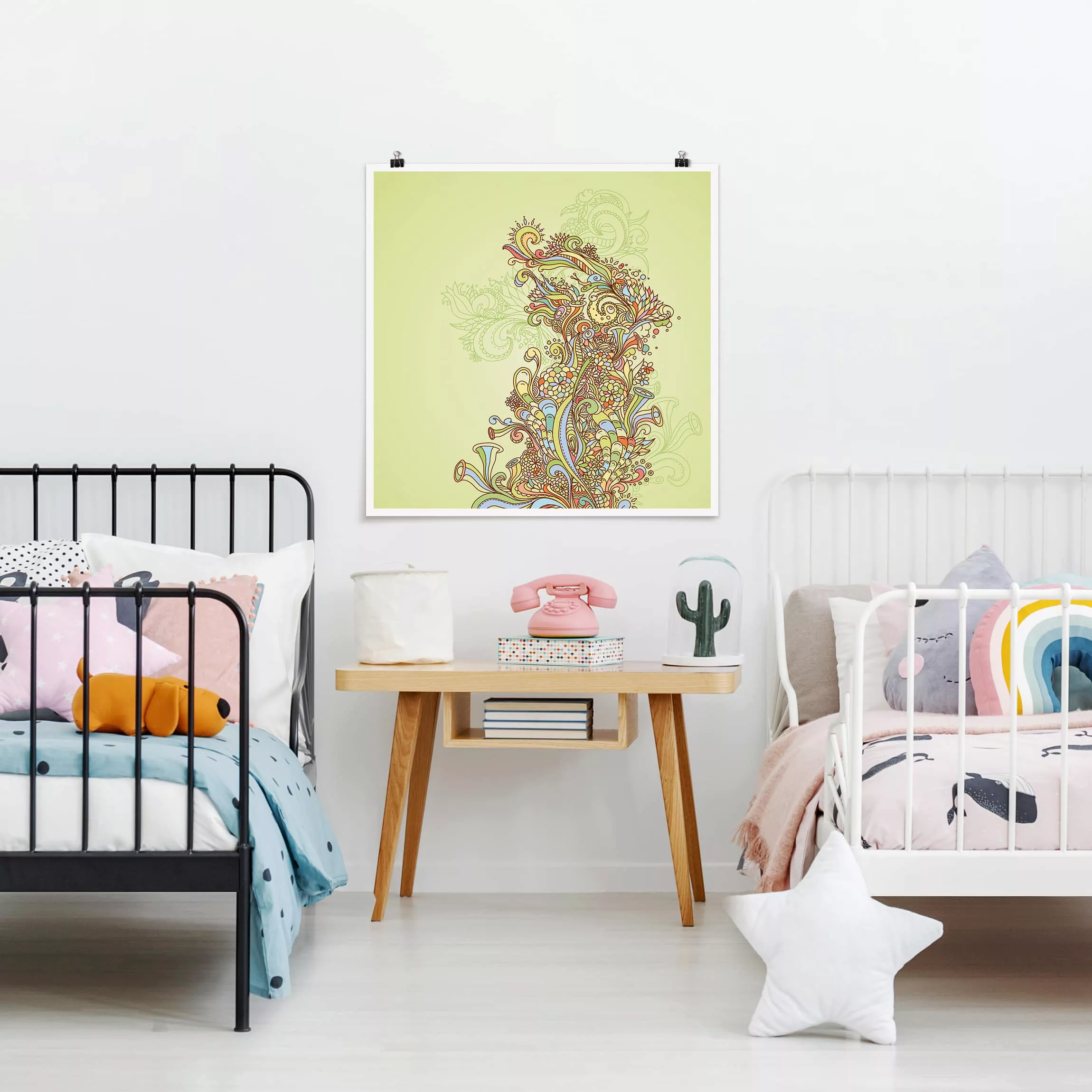 Poster Abstrakt - Quadrat Florale Illustration günstig online kaufen