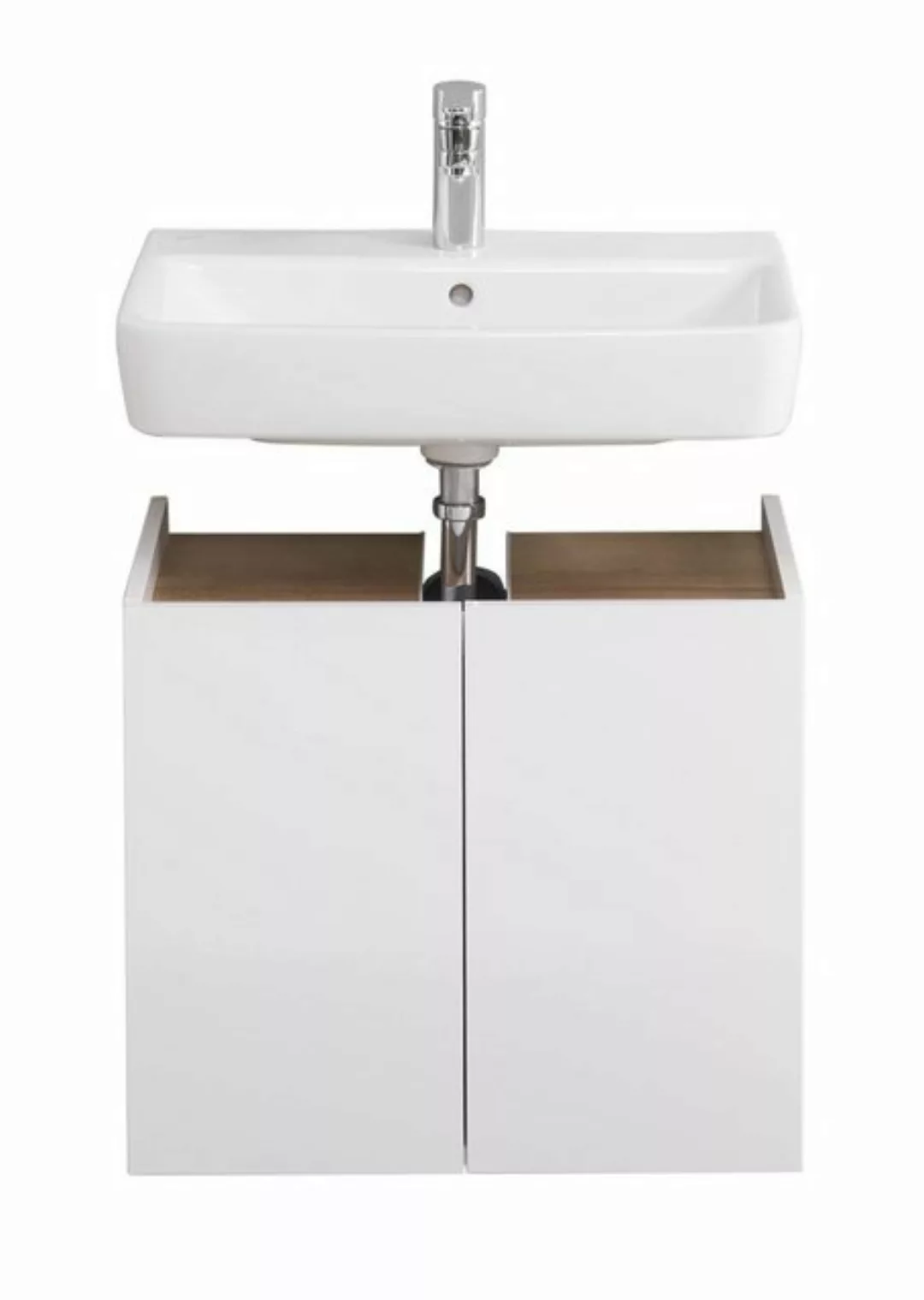 möbelando Waschbeckenunterschrank in Weiß Glanz mit 2 Türen (BxHxT: 60x51x3 günstig online kaufen