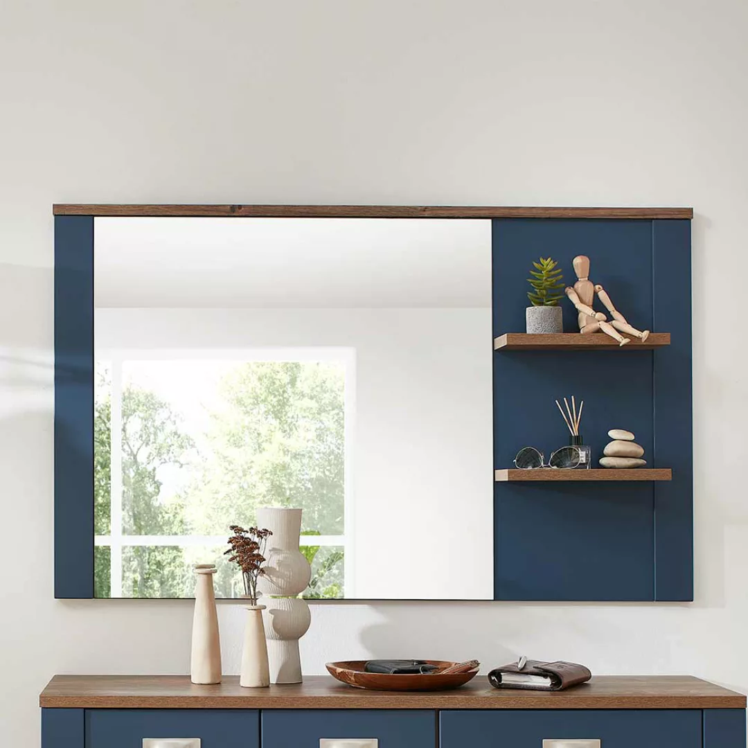 Spiegel Flur und Wohnbereich in Blau und Eiche dunkel 130 cm breit günstig online kaufen