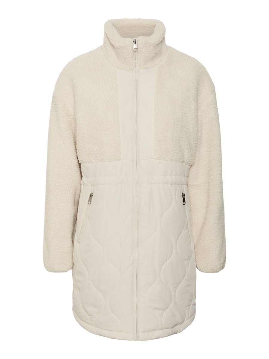 VERO MODA Gesteppte Teddyfleece Mantel Damen Beige günstig online kaufen