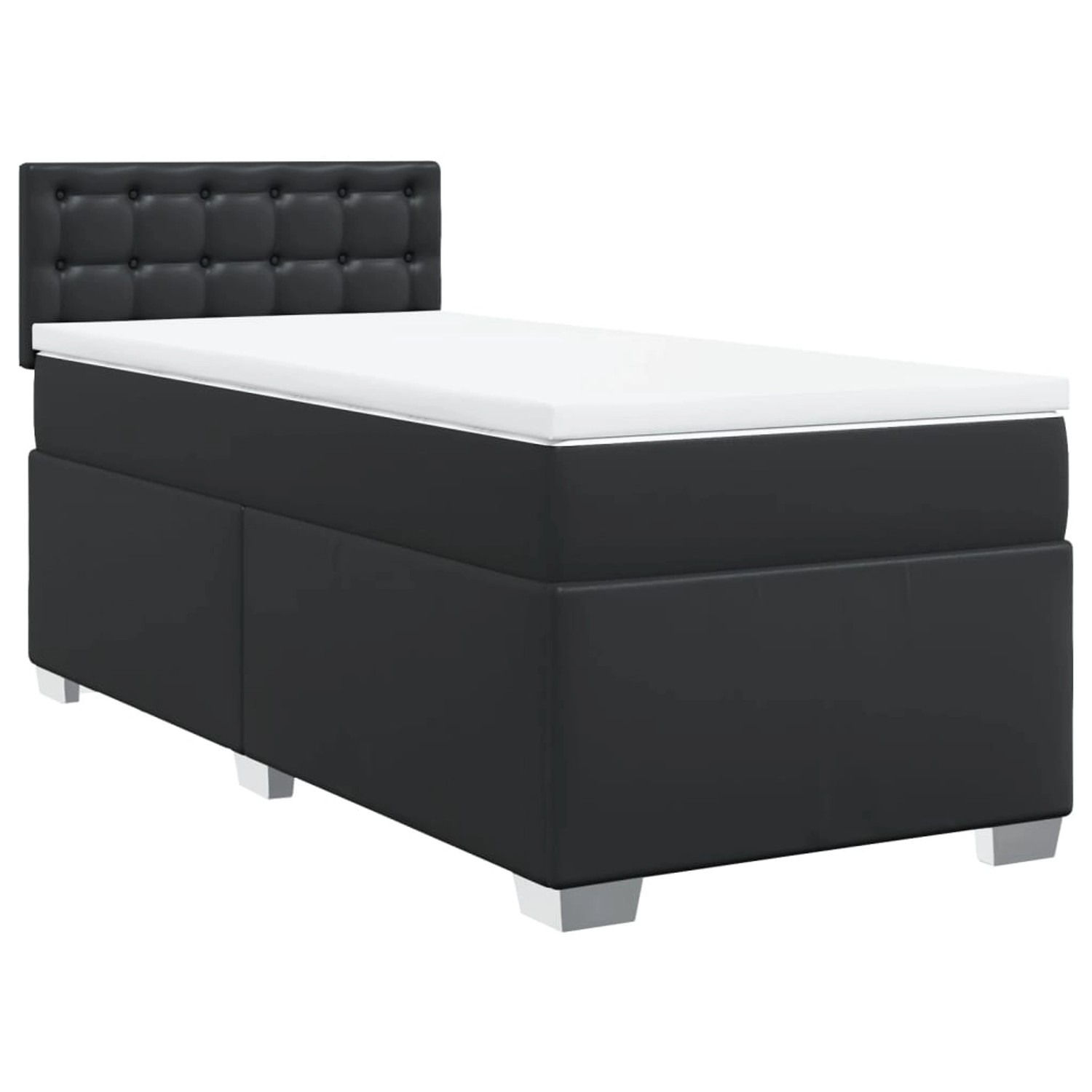 vidaXL Boxspringbett mit Matratze Schwarz 100x200 cm Kunstleder2105690 günstig online kaufen