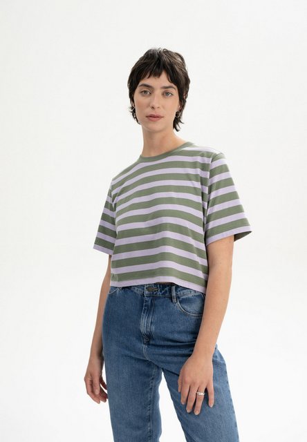 MELA Kurzarmshirt Cropped T-Shirt DESNA Stripes Rippbündchen günstig online kaufen