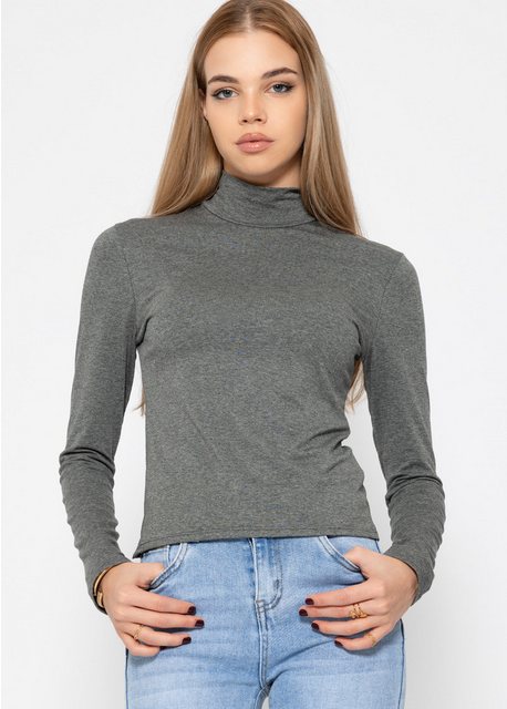 SASSYCLASSY Langarmshirt Langarmshirt Damen mit Rollkragen Elegant Figurbet günstig online kaufen