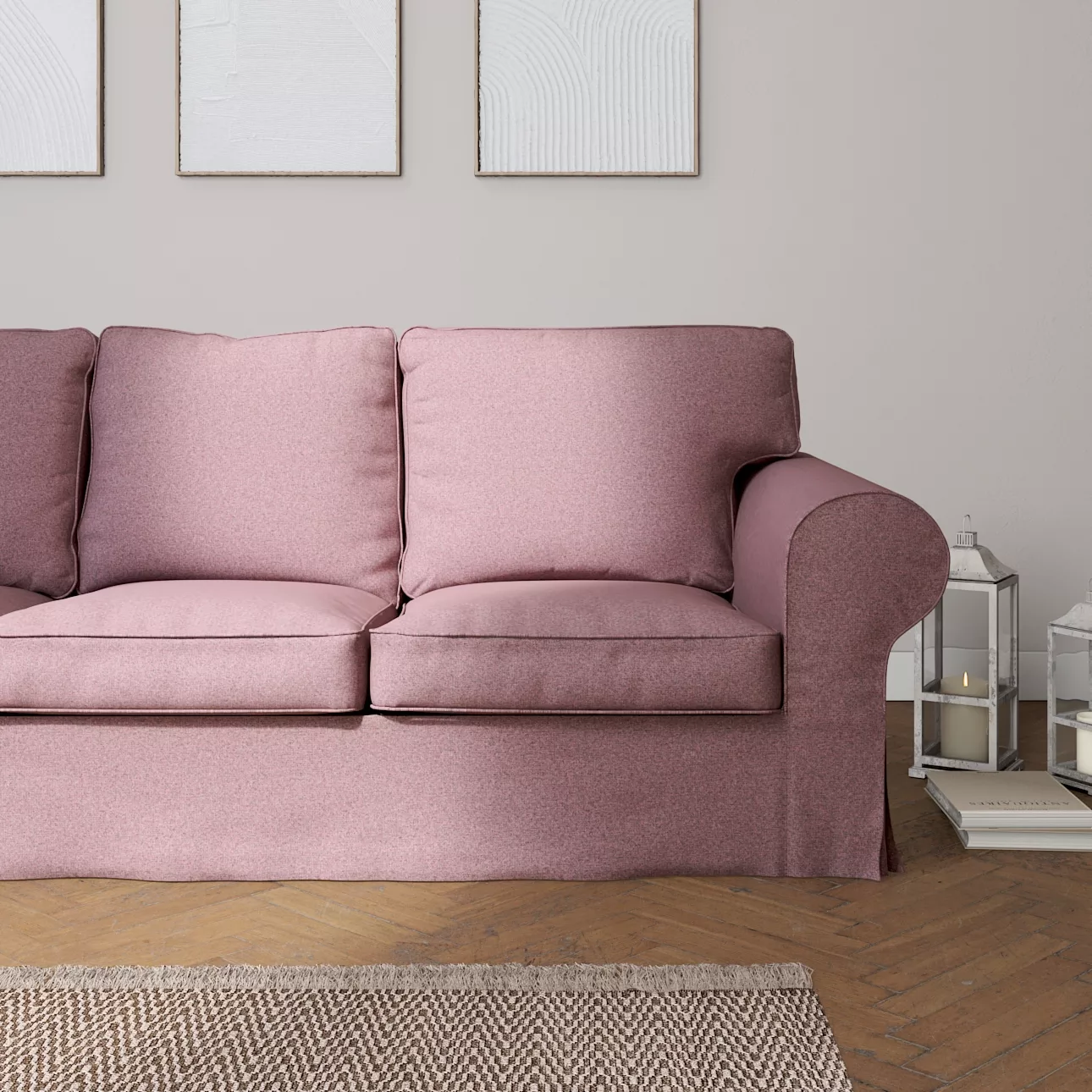 Bezug für Ektorp 3-Sitzer Sofa nicht ausklappbar, schwarz--rosa, Sofabezug günstig online kaufen