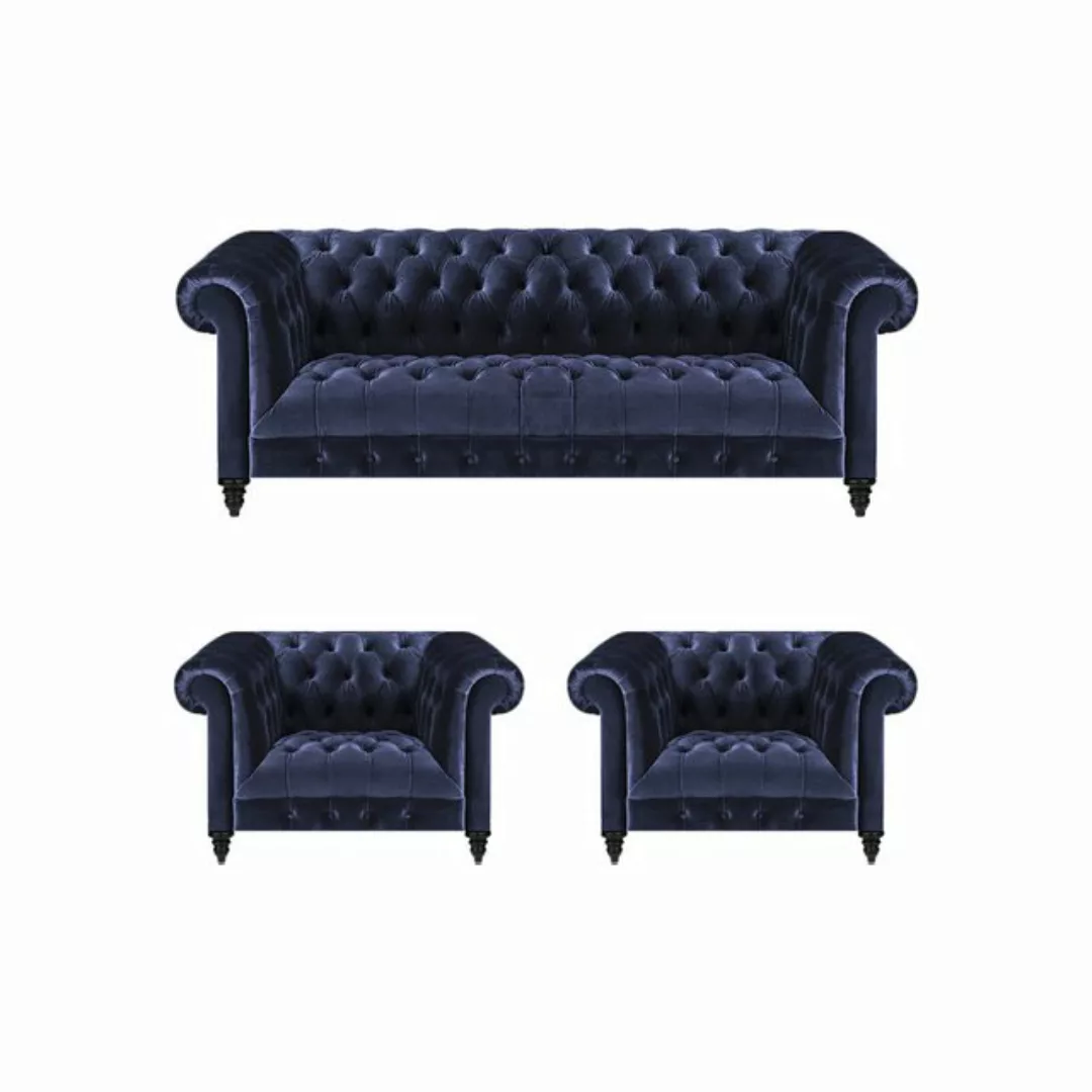 JVmoebel Chesterfield-Sofa Wohnzimmer Möbel 3tlg Polstermöbel Chesterfield günstig online kaufen