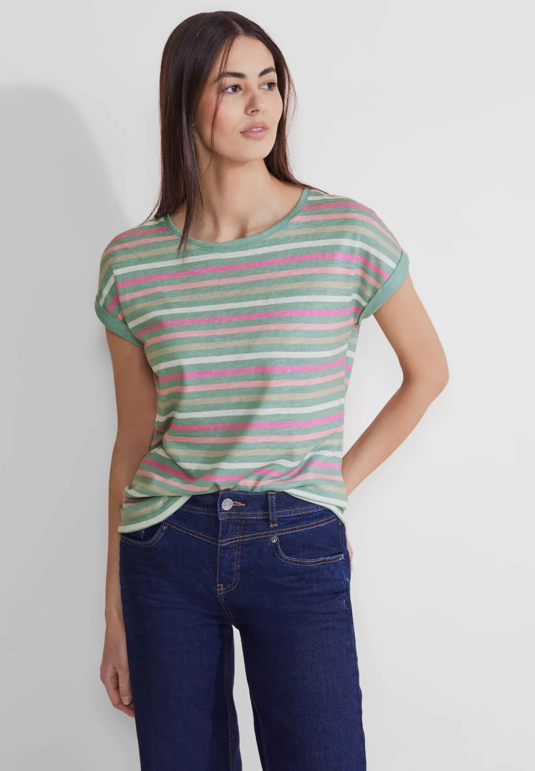 STREET ONE T-Shirt LS_LTD QR big multicolor strip, off white günstig online kaufen