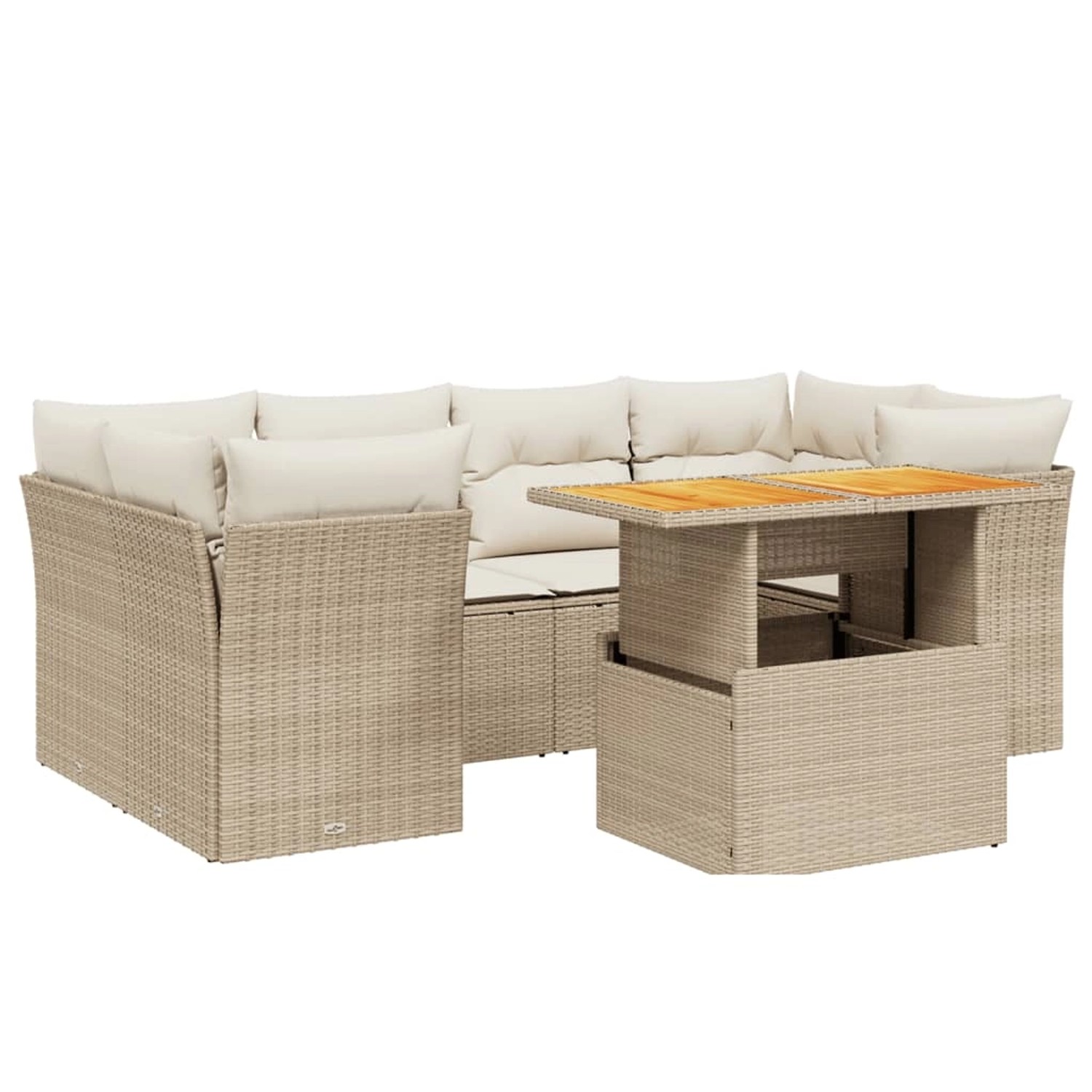 vidaXL 7-tlg Garten-Sofagarnitur mit Kissen Beige Poly Rattan Modell 423 günstig online kaufen