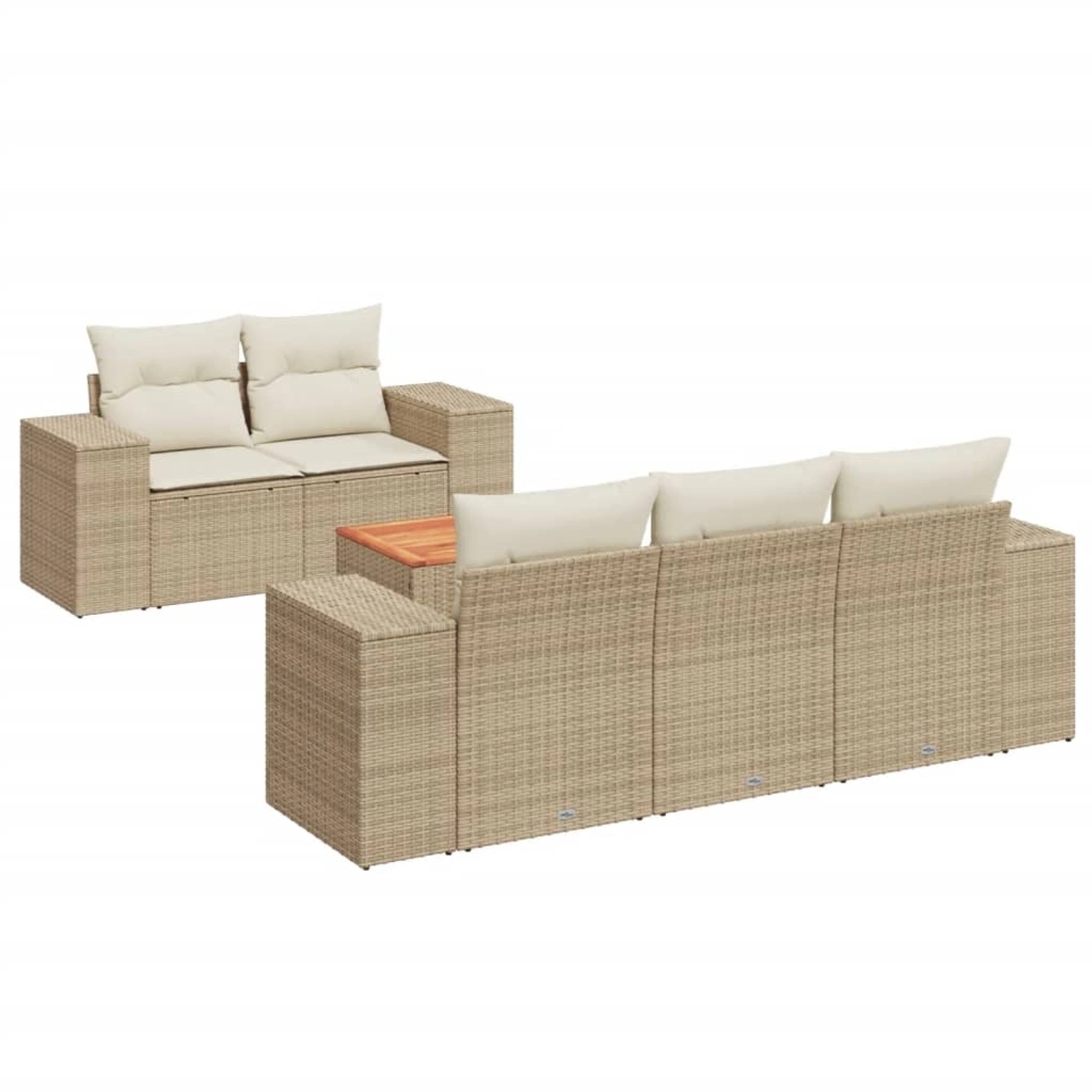 vidaXL 6-Tlg Garten-Sofagarnitur mit Kissen Beige Poly Rattan 3225330 günstig online kaufen
