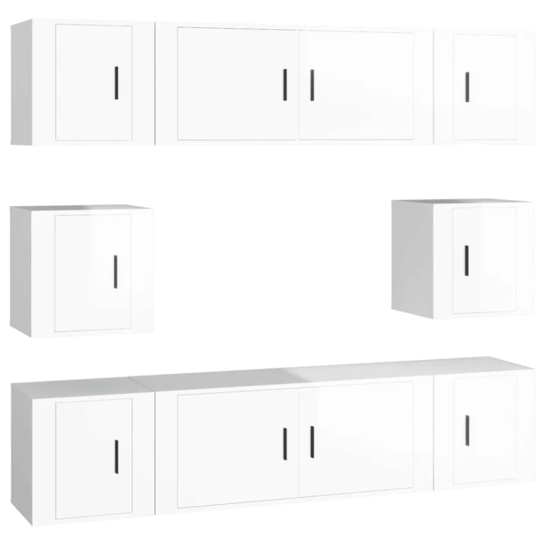 Vidaxl 8-tlg. Tv-schrank-set Hochglanz-weiß Holzwerkstoff günstig online kaufen