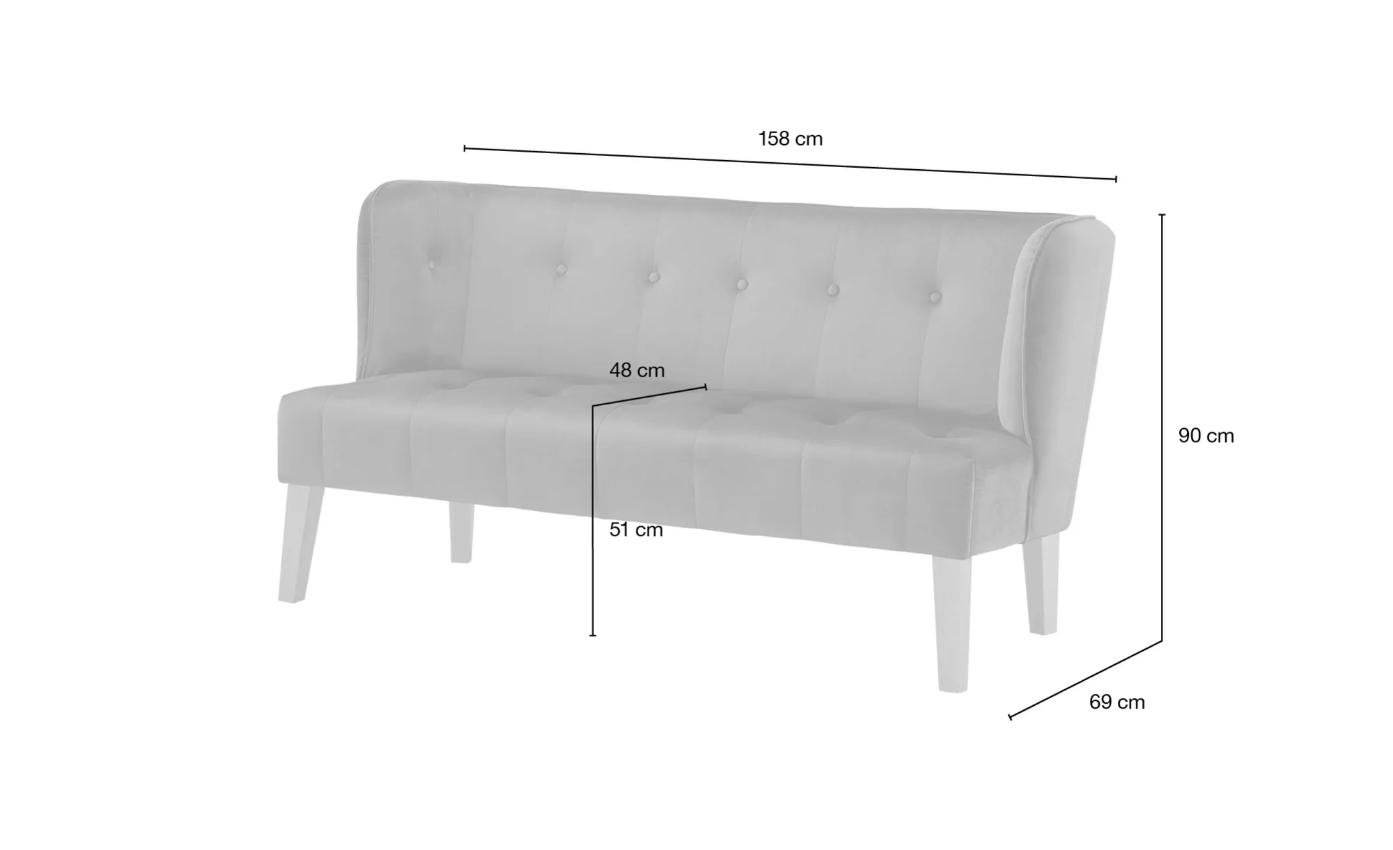 switch Küchensofa  Samt Bella ¦ grau ¦ Maße (cm): B: 158 H: 90 T: 69 Bänke günstig online kaufen