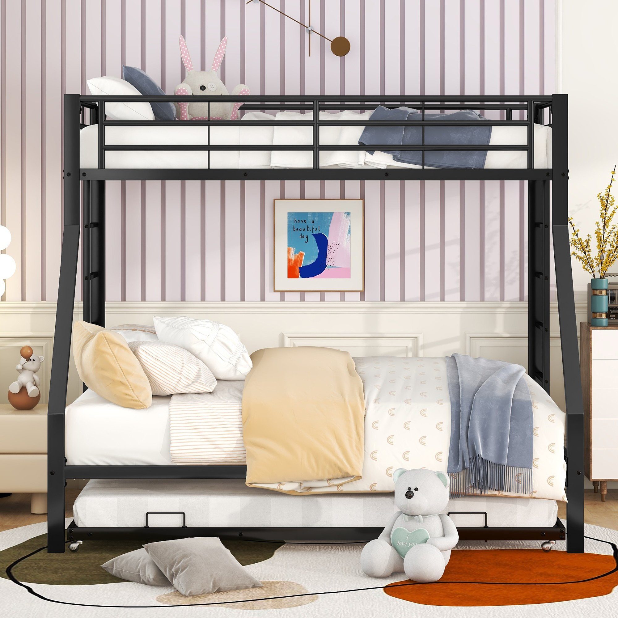 Flieks Etagenbett, Metallbett mit ausziehbarem Bett günstig online kaufen