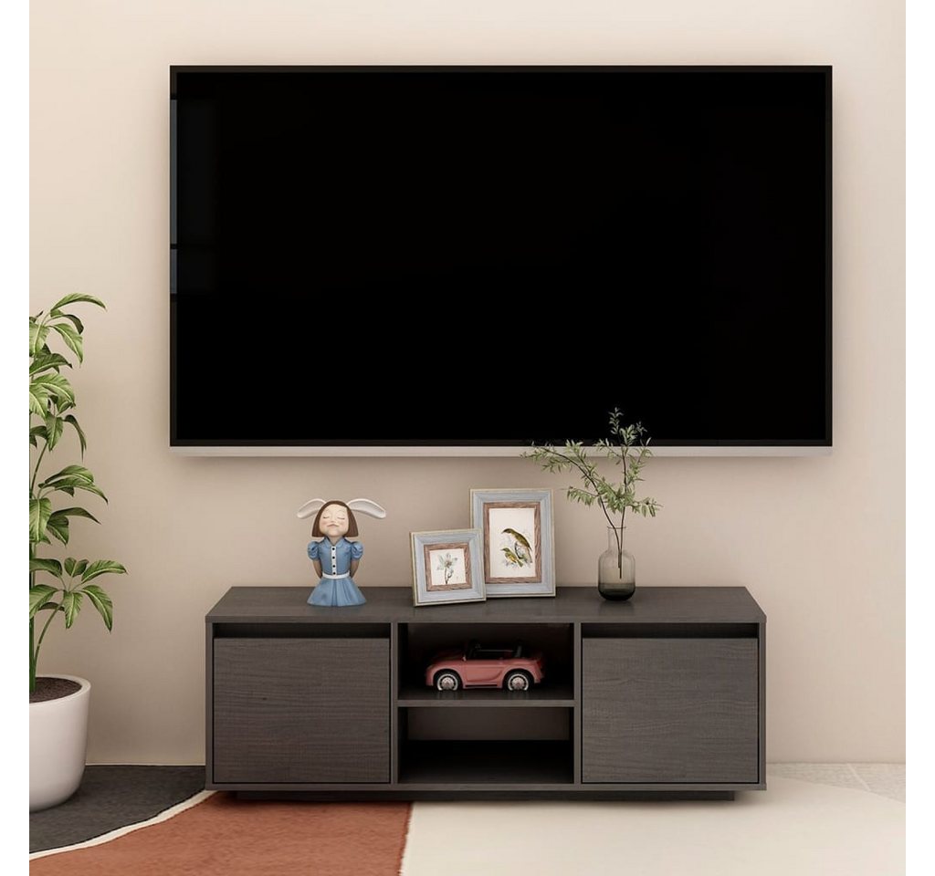 vidaXL TV-Schrank TV-Schrank Grau 110x30x40 cm Massivholz Kiefer Lowboard günstig online kaufen