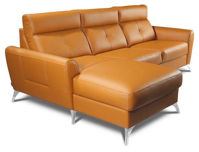 Xlmoebel Ecksofa Wohnlandschaft in Orange aus Leder mit Designelementen, He günstig online kaufen