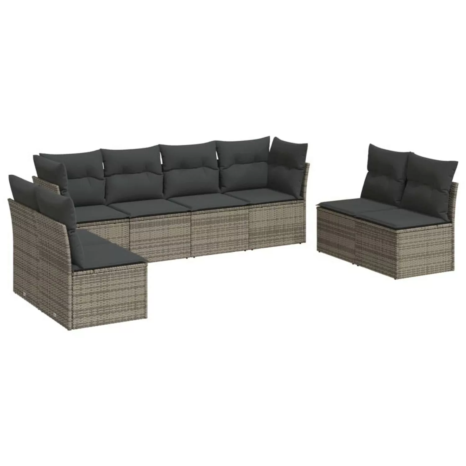 vidaXL 8-tlg Garten-Sofagarnitur mit Kissen Grau Poly Rattan Modell 37 günstig online kaufen