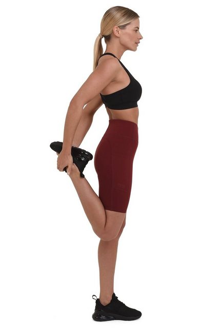 TCA 3/4-Hose TCA Damen Yoga-Shorts hohe Taille mit Handytasche - Cabernet, günstig online kaufen